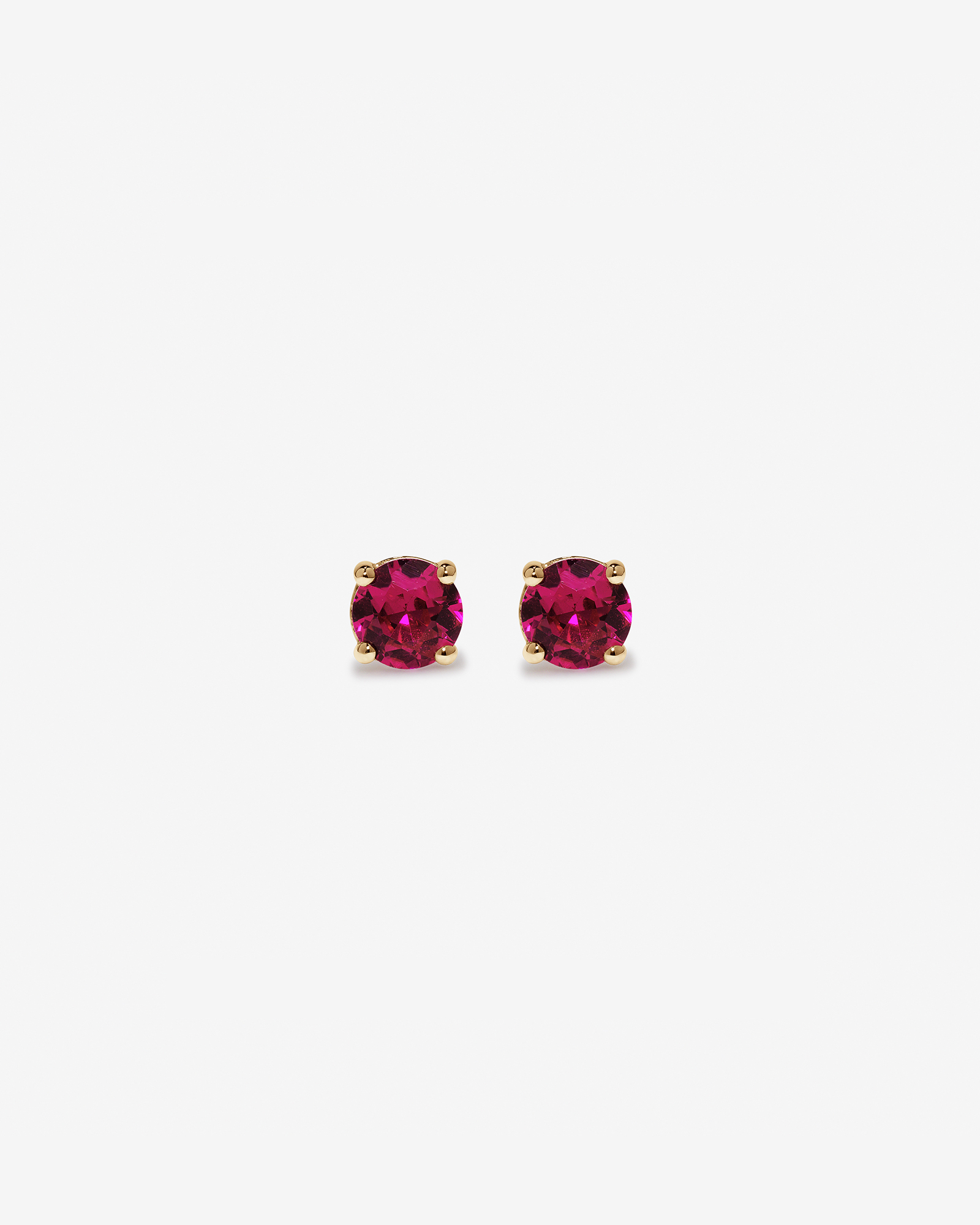 Stud Earrings with Red Created Ruby in 10kt Yellow Gold