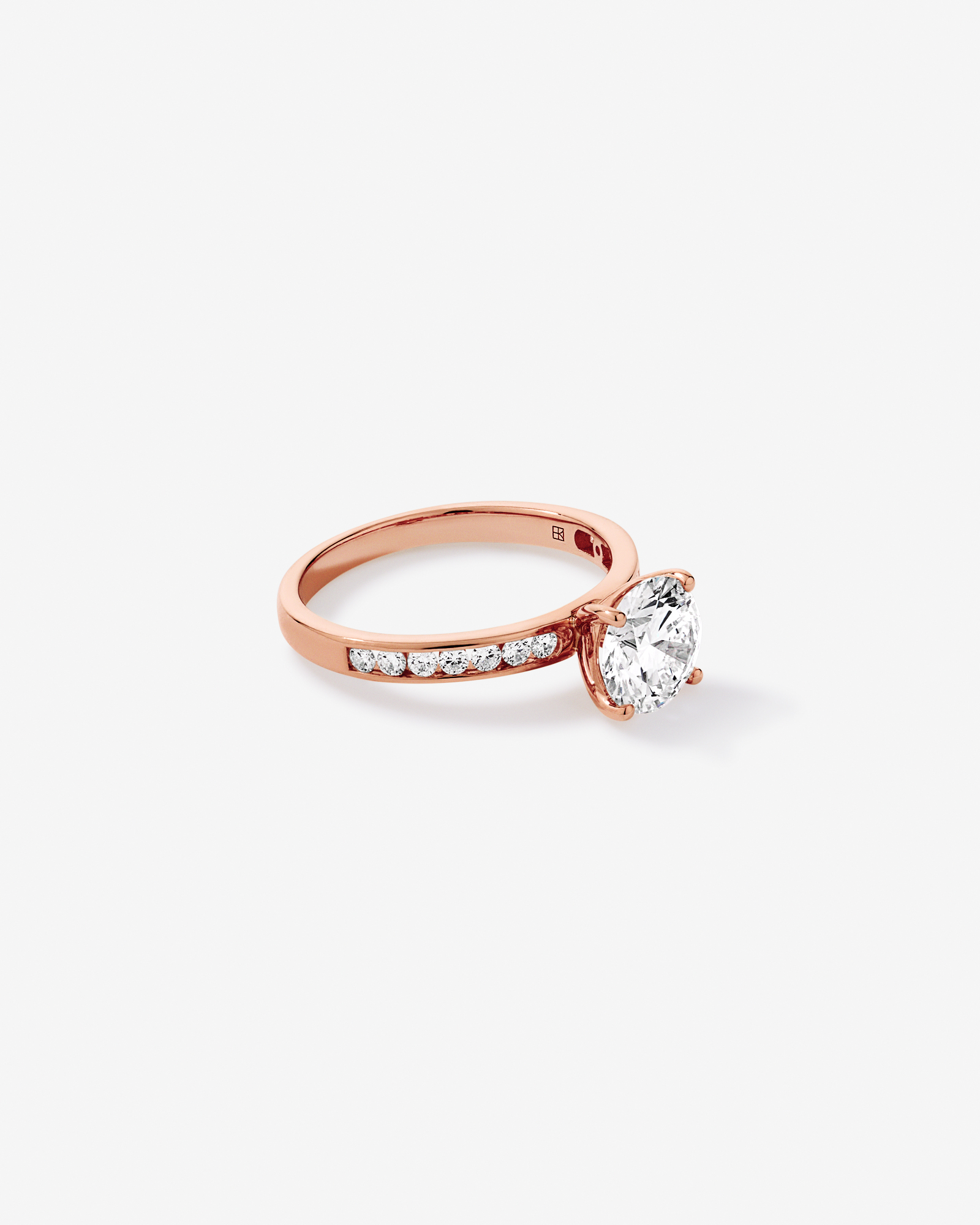 2.00 Carat TW Round Brilliant Laboratory-Grown Diamond Engagement Ring with Channel Set Side Accent Diamonds 14kt Rose Gold