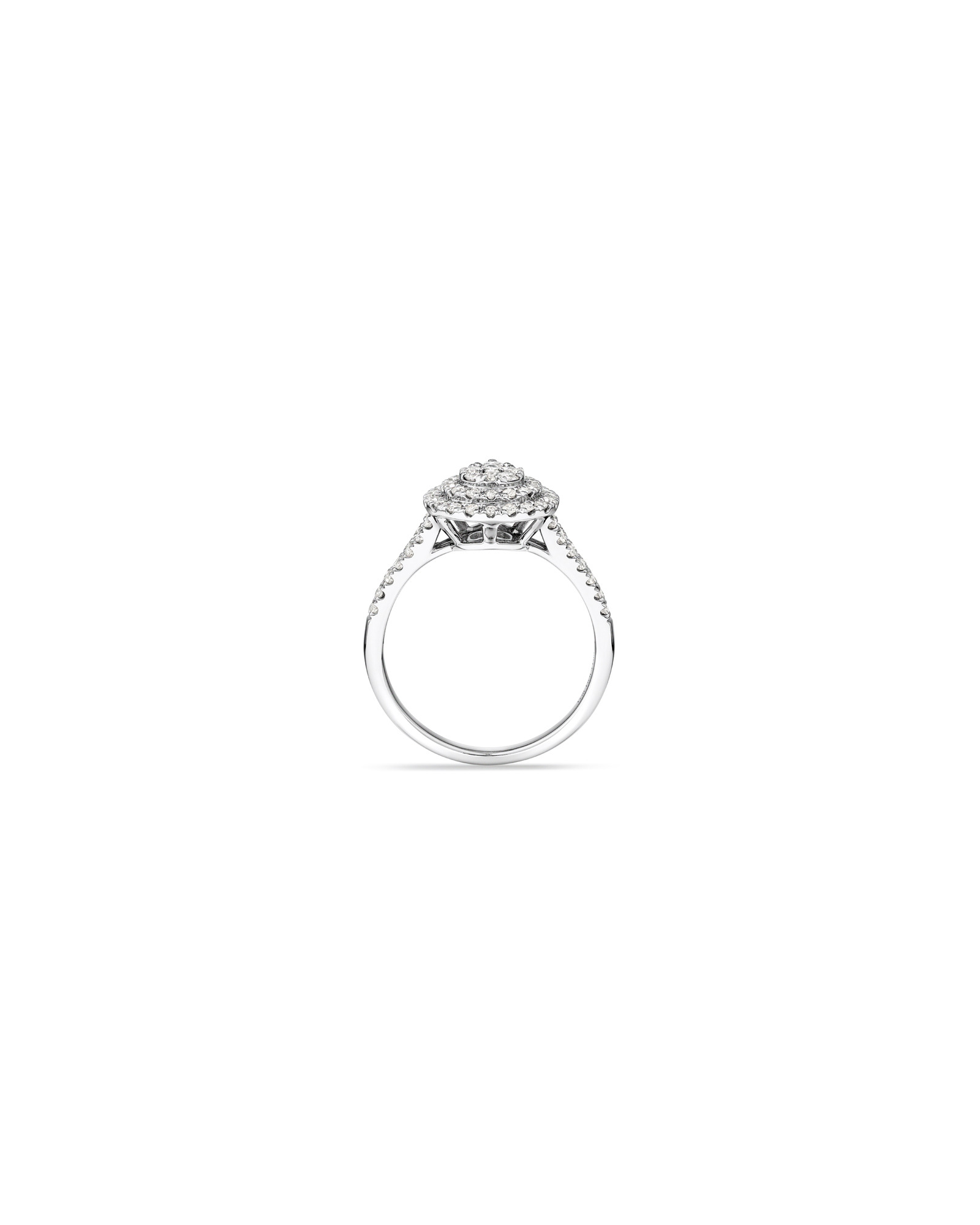 Bague halo de diamants en forme de poire de 0,65 carat en or blanc 10 kt