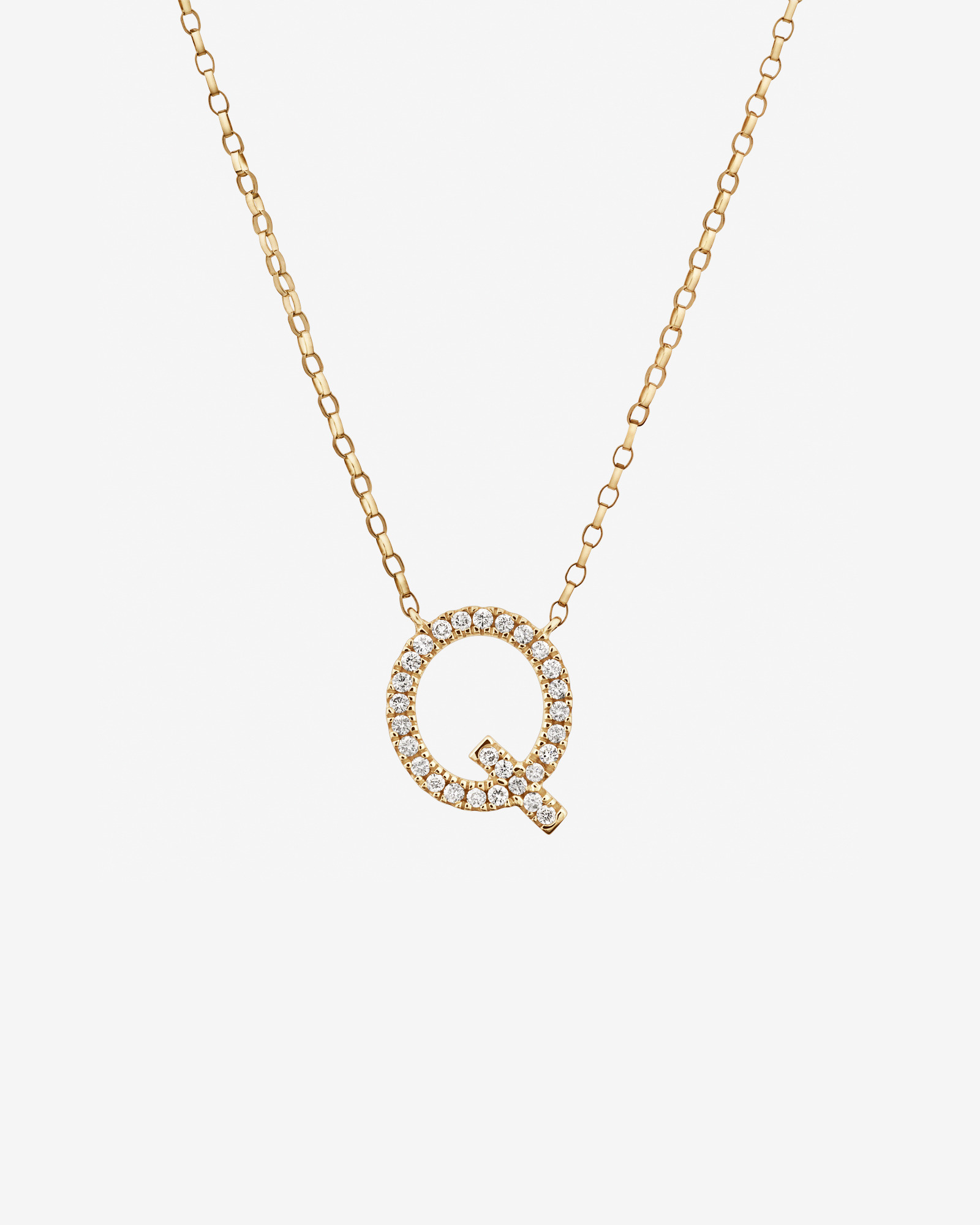 "Q" Initial Necklace with 0.10 Carat TW of Diamonds in 10kt Yellow Gold