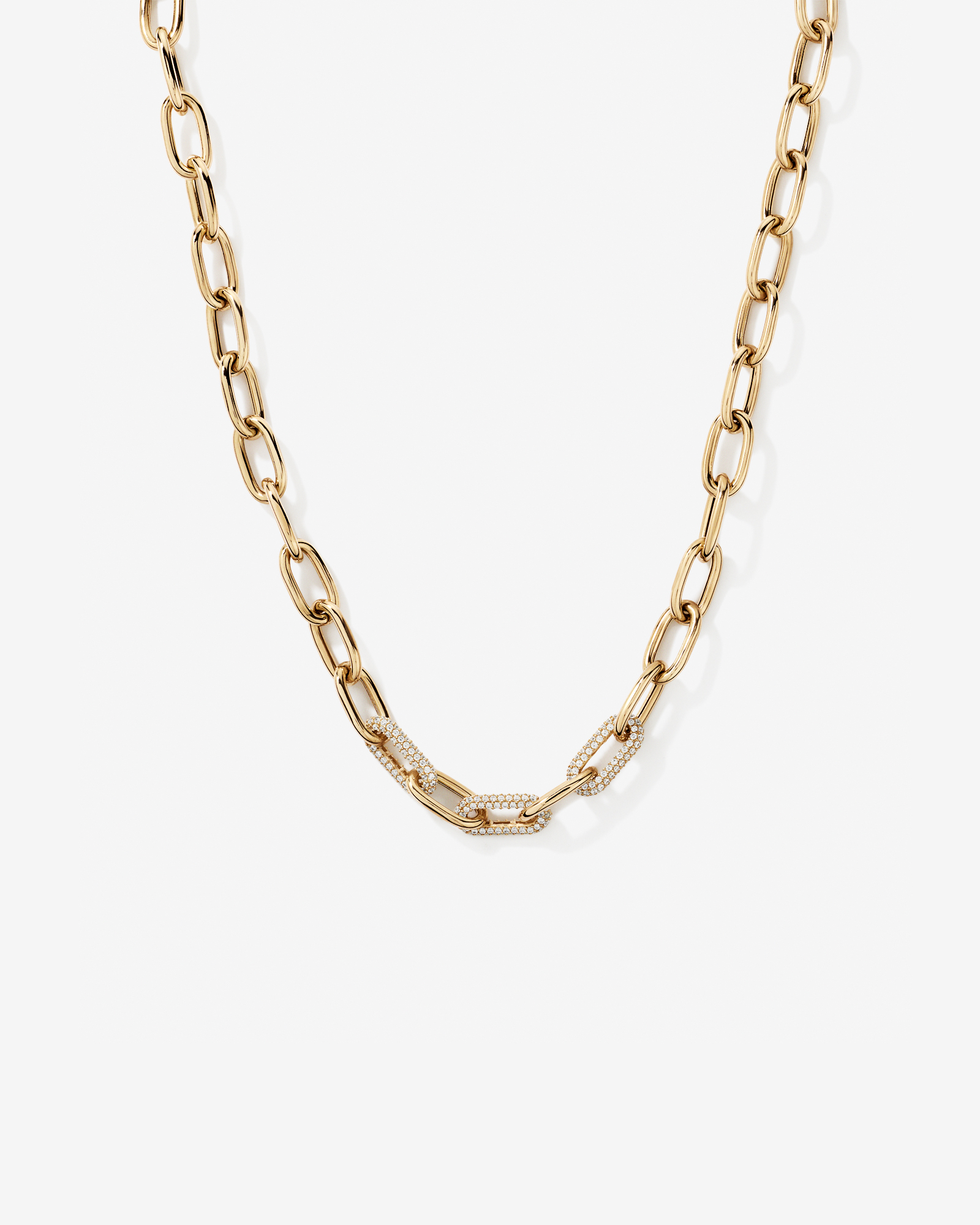 Pavé Luxe Links Necklace in 18kt Vermeil