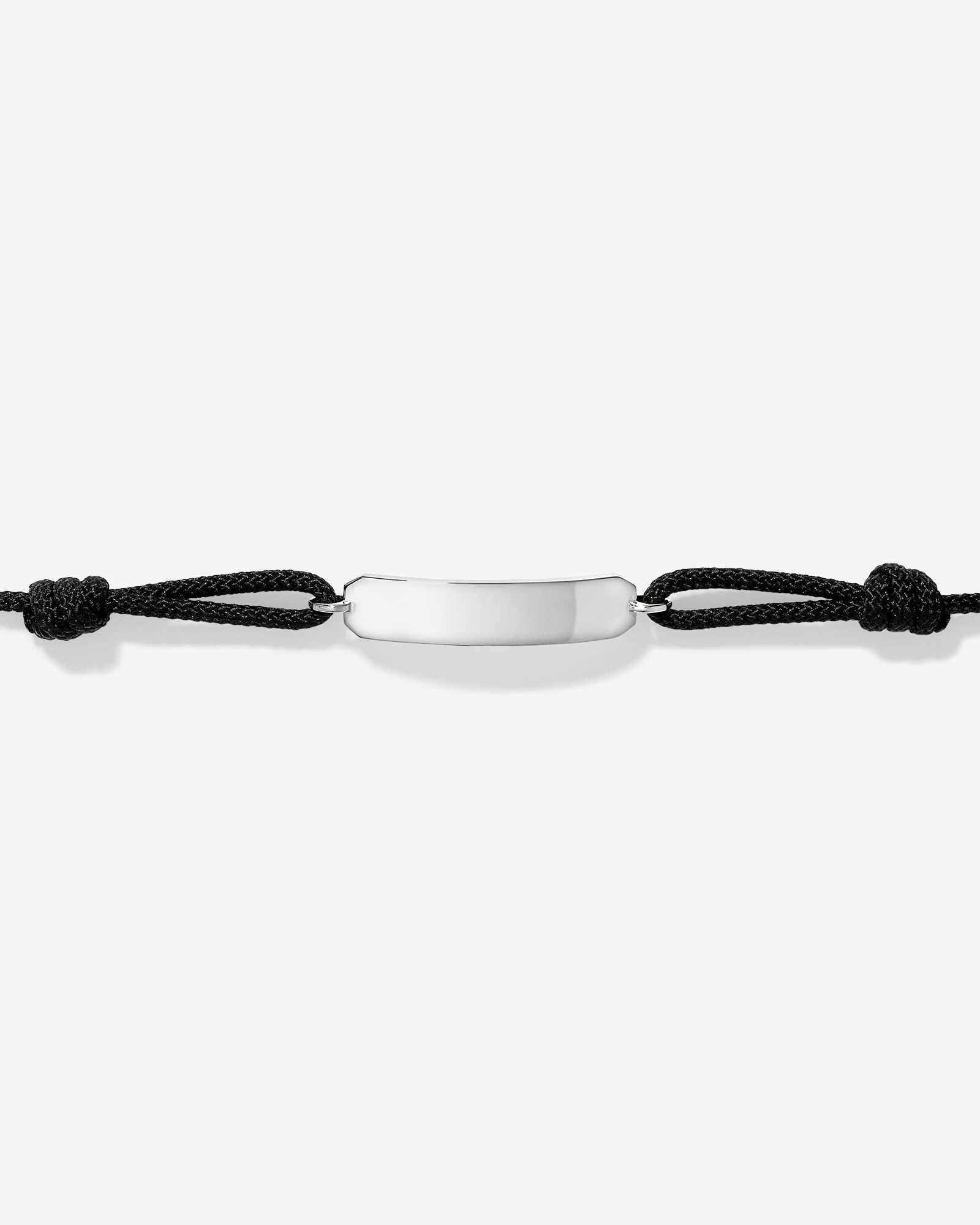 Engravable Black Cord ID Bracelet in Sterling Silver
