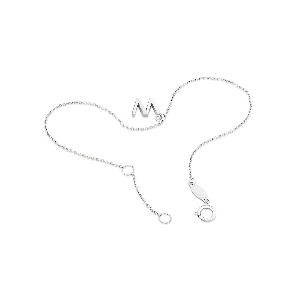Bracelet à initiale « W » en argent