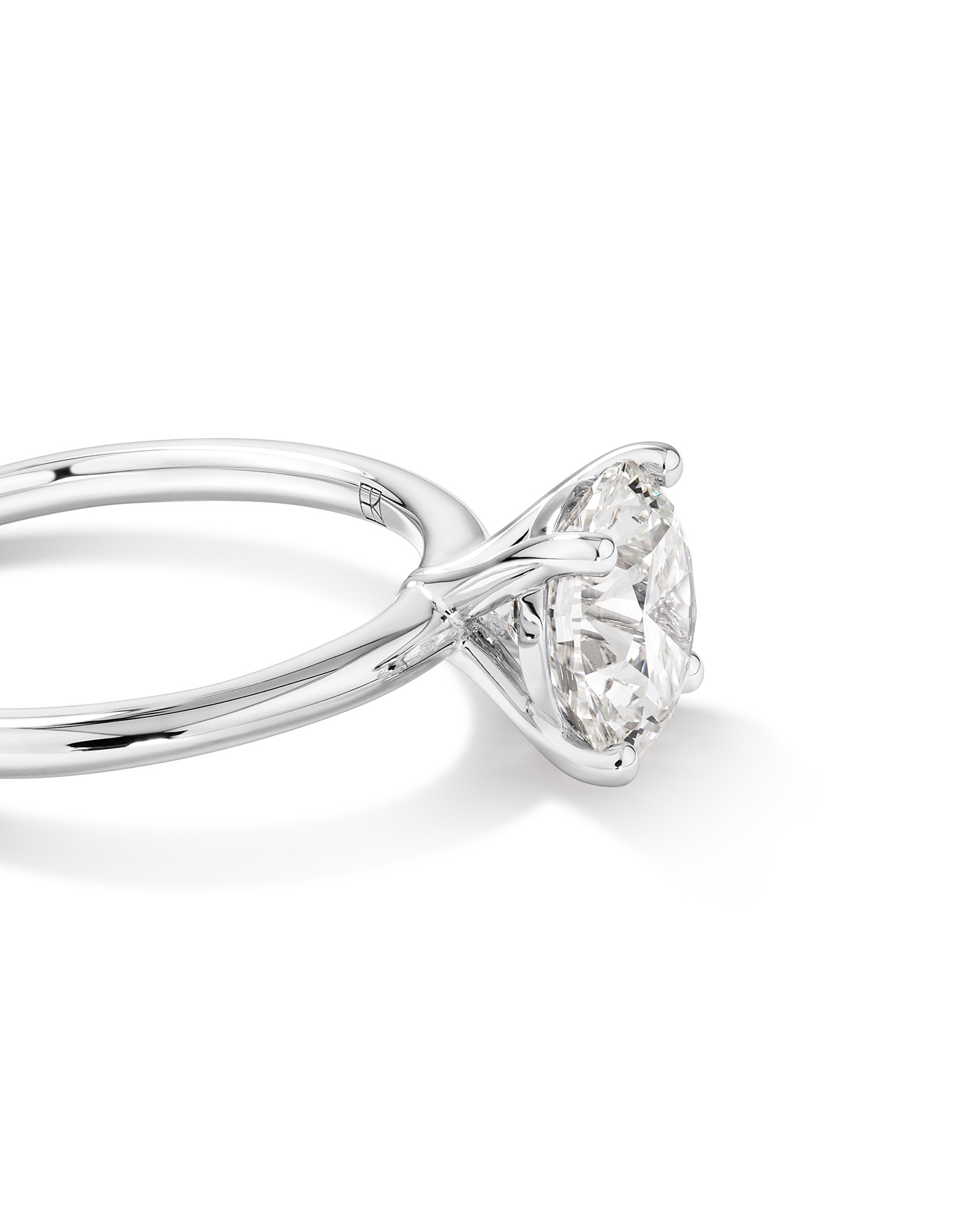 Bague De Fiançailles Solitaire En Diamant Laboratoire Rond Brillant 2 Carats Poids Total Or Blanc 14