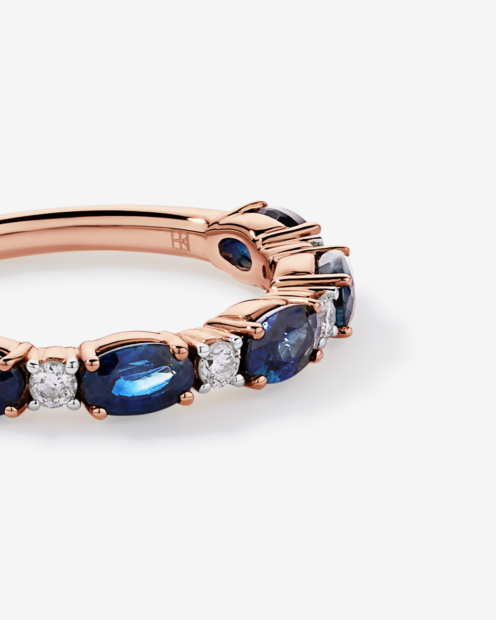 Australian Sapphire & 0.12 Carat TW Diamond Alternating Ring 10kt Rose Gold