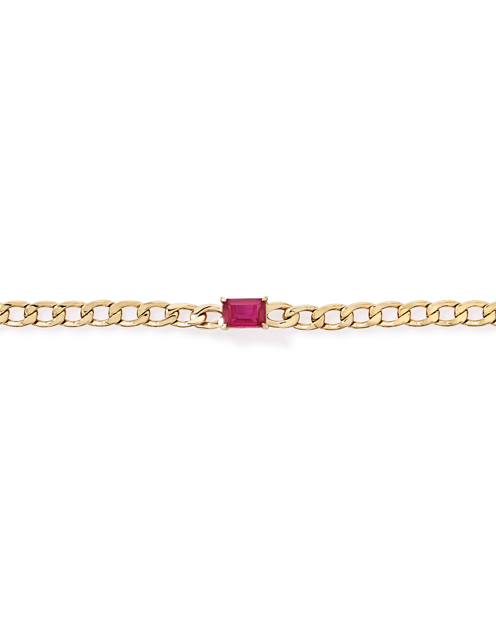 Created Ruby Curb Link Bracelet in 10kt Yellow Gold