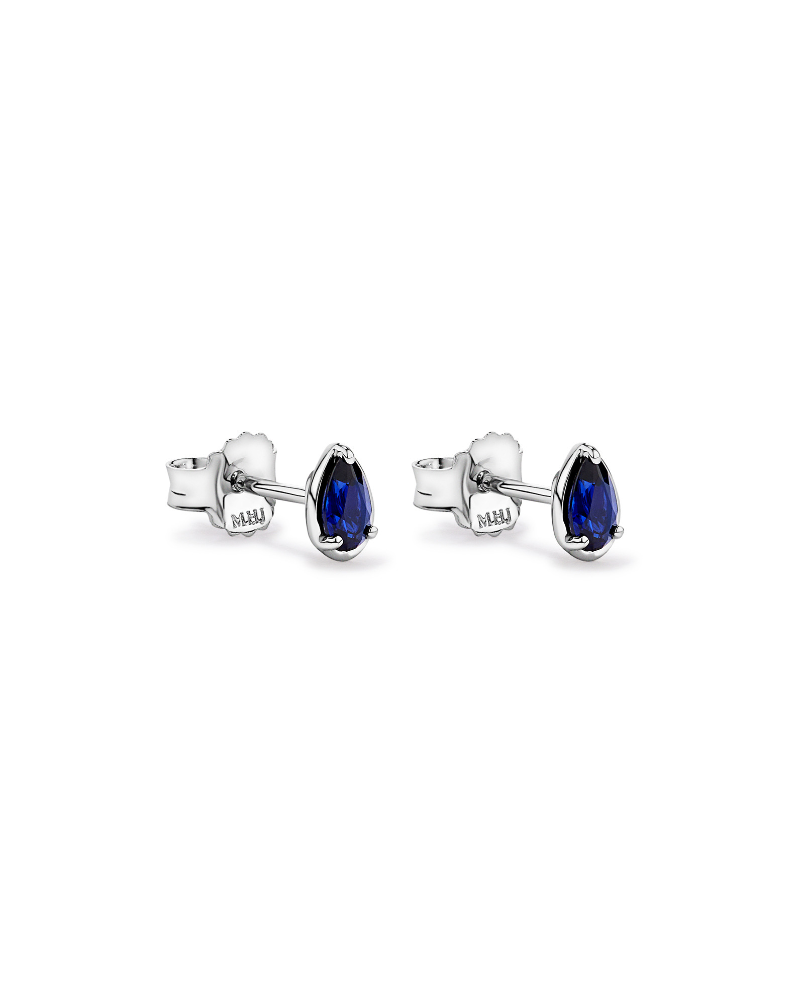 Pear-Cut Created Sapphire Stud Earrings in Sterling Silver