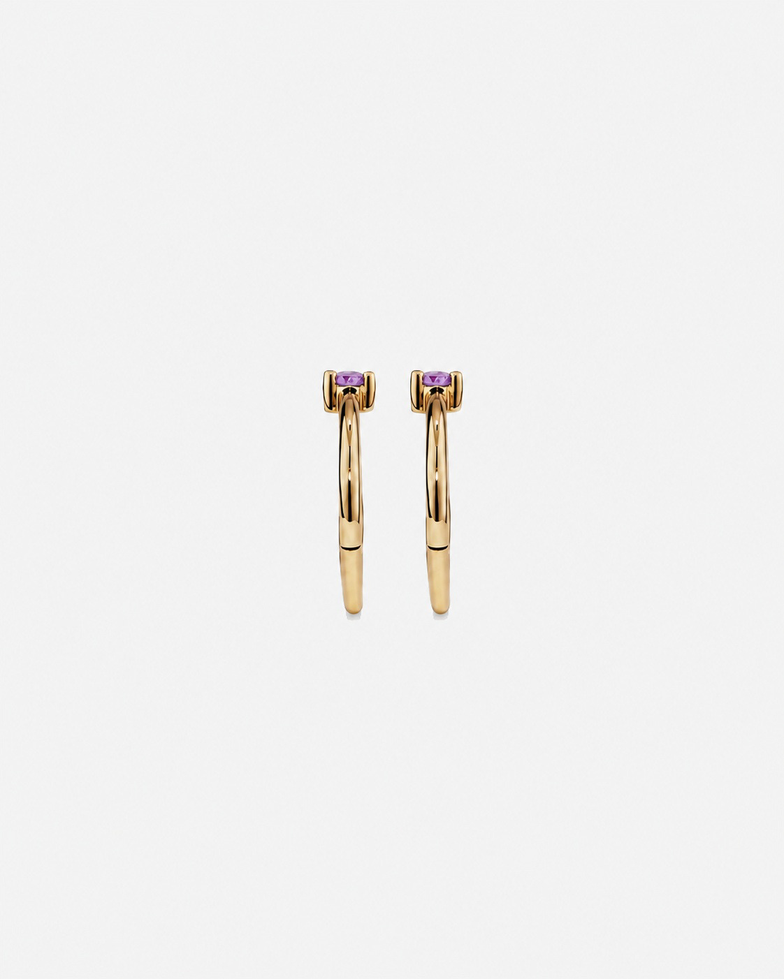 10mm Amethyst Accent Sleepers in 10kt Yellow Gold