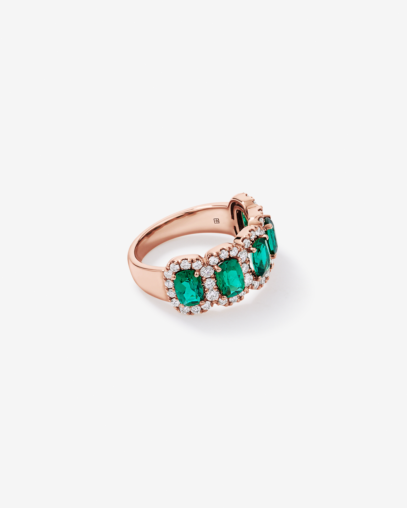 Created Emerald and 0.90 Carat TW Laboratory-Grown Diamond Ring 10kt Rose Gold