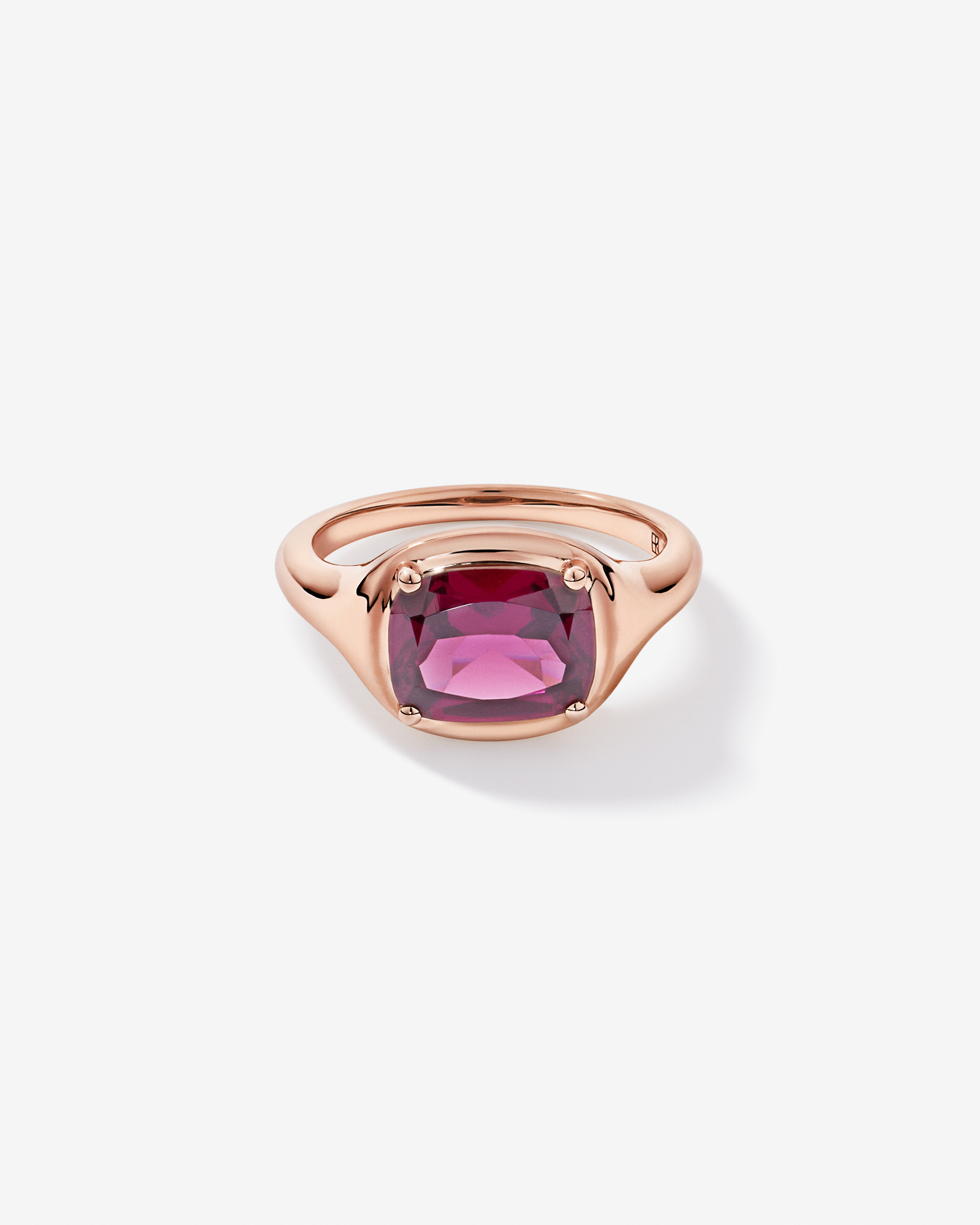 Elongated Cushion Cut Raspberry Rhodolite Garnet East-to-West Set Ring 10kt Rose Gold