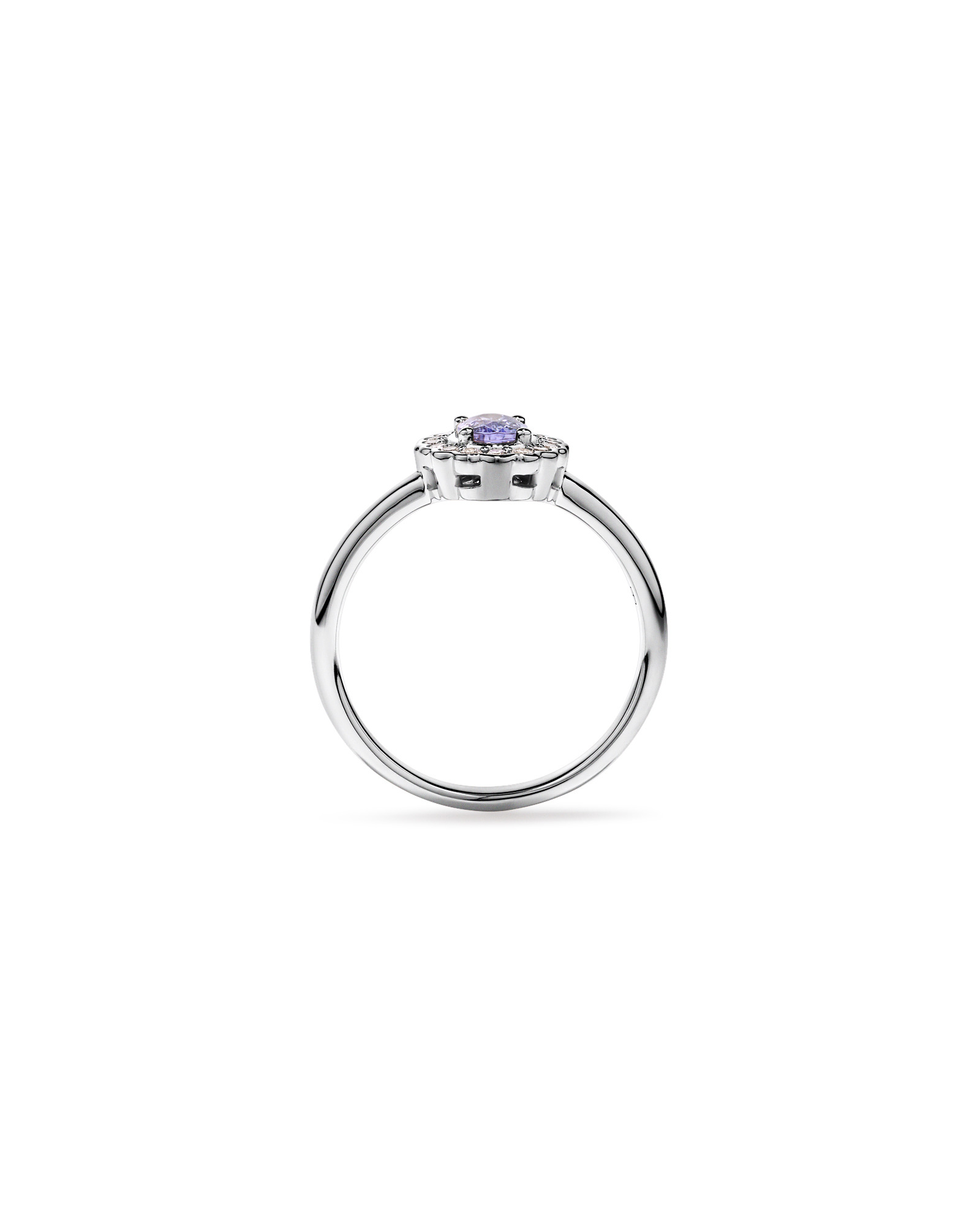 Tanzanite & 0.15TW of Diamond Halo Ring 10kt White Gold