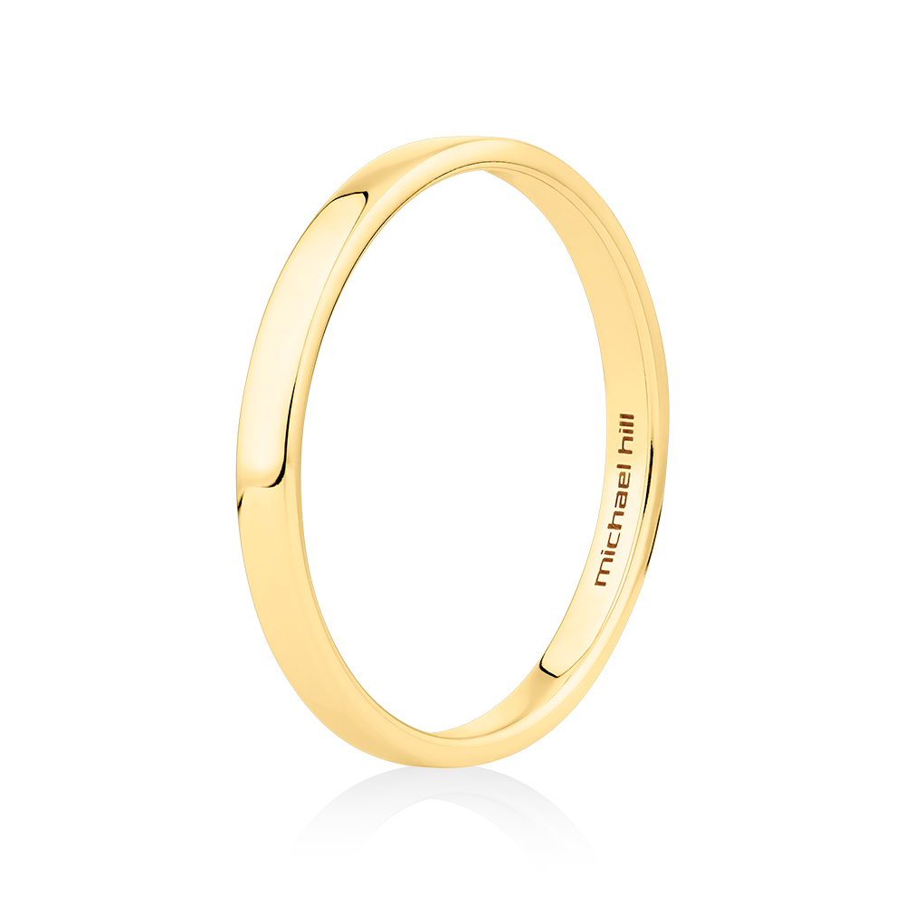 2mm Lite Half Round Wedding Band in 10kt Yellow Gold
