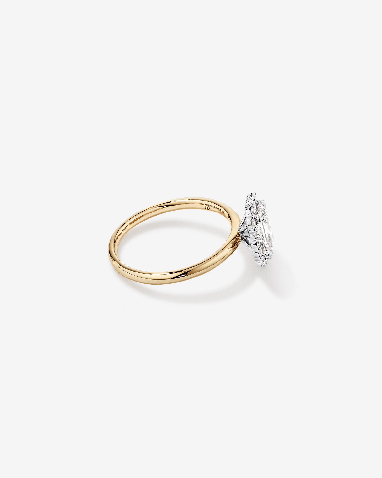 Carat TW Emerald Cut Laboratory-Grown Diamond Halo Engagement Ring 14kt Yellow Gold