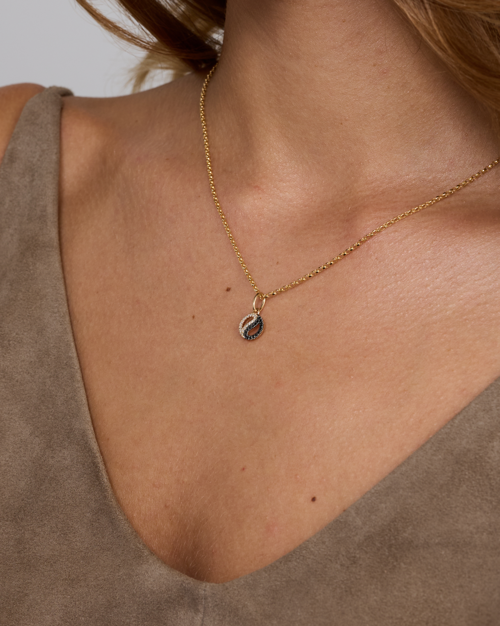 Diamond Ying & Yang Pendant in 10kt Yellow Gold