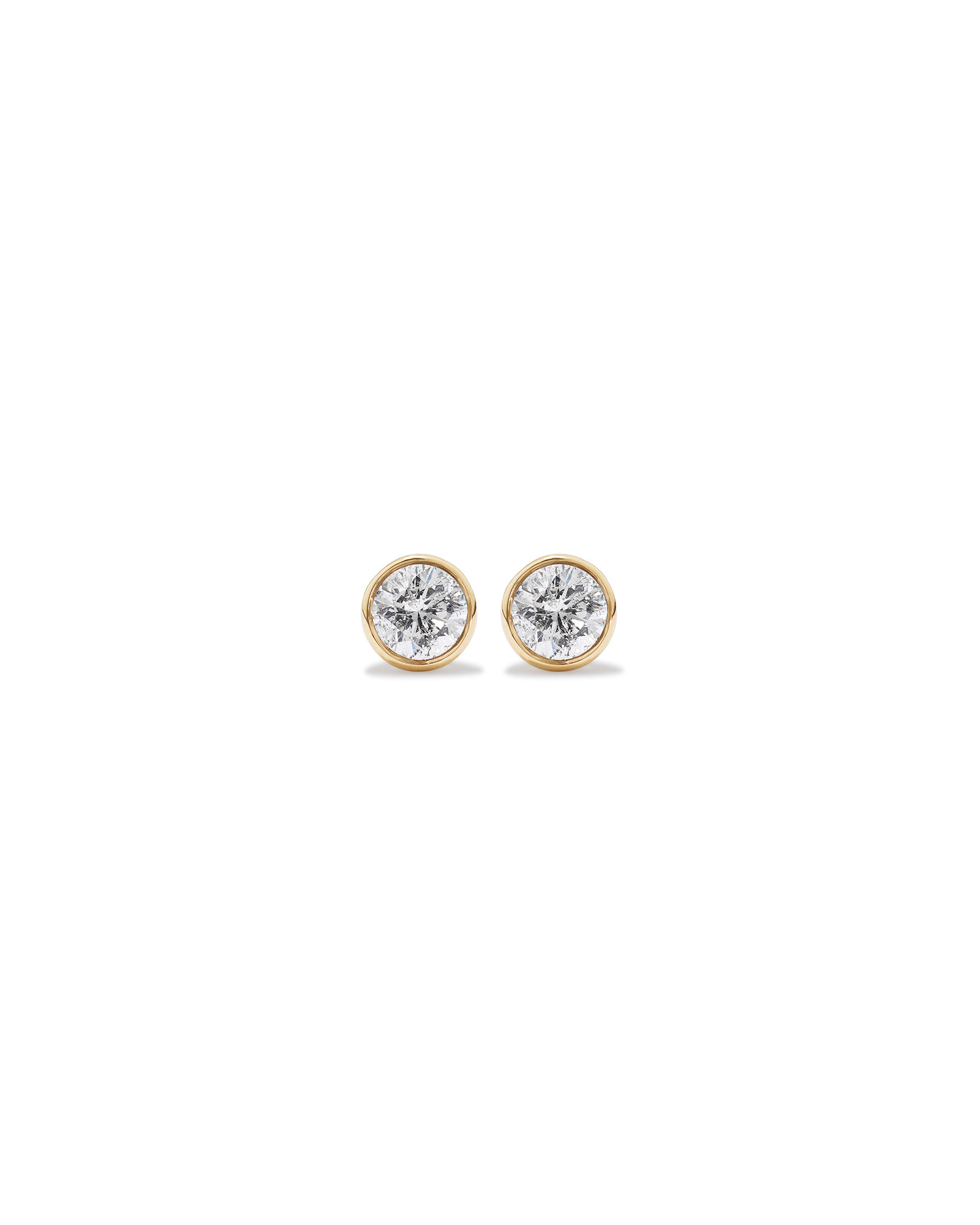 0.25 Carat TW Round Brilliant Diamond Solitaire Bezel Set Stud Earrings 18kt White Gold