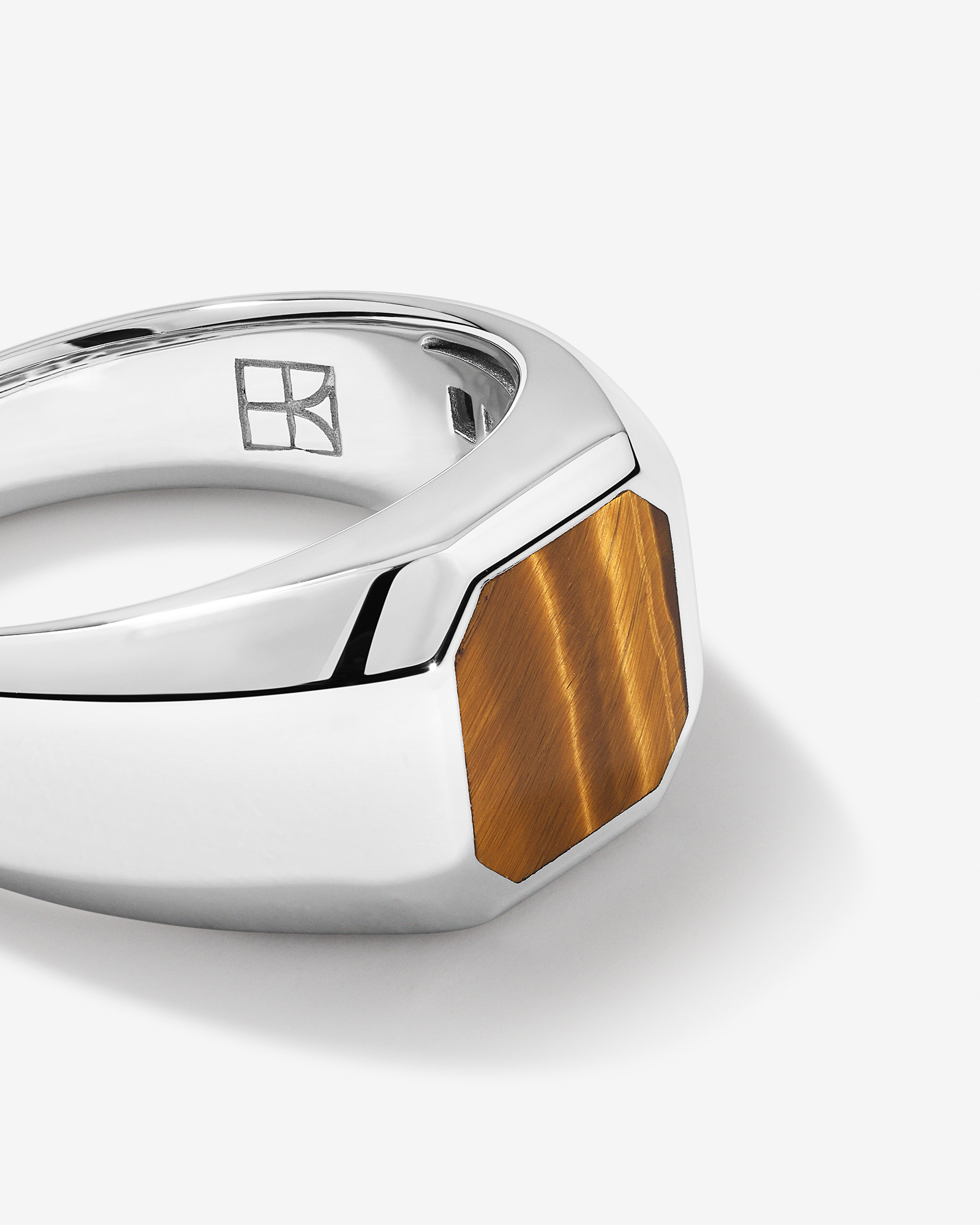 Bague Carrée en Œil-de-Tigre en Argent Sterling