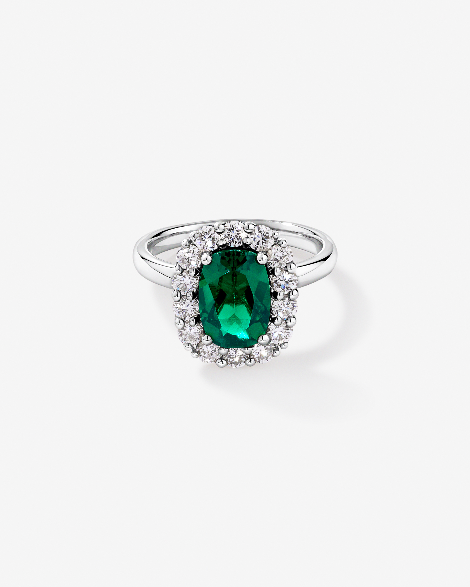Création de la bague halo en diamant TW 0,96 carat cultivée laboratoire or blanc 10 carats