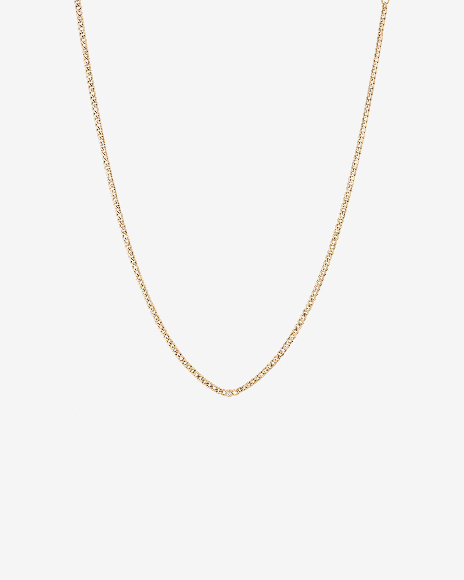 Collier à maille gourmette avec accent de diamant en or jaune 10 carats