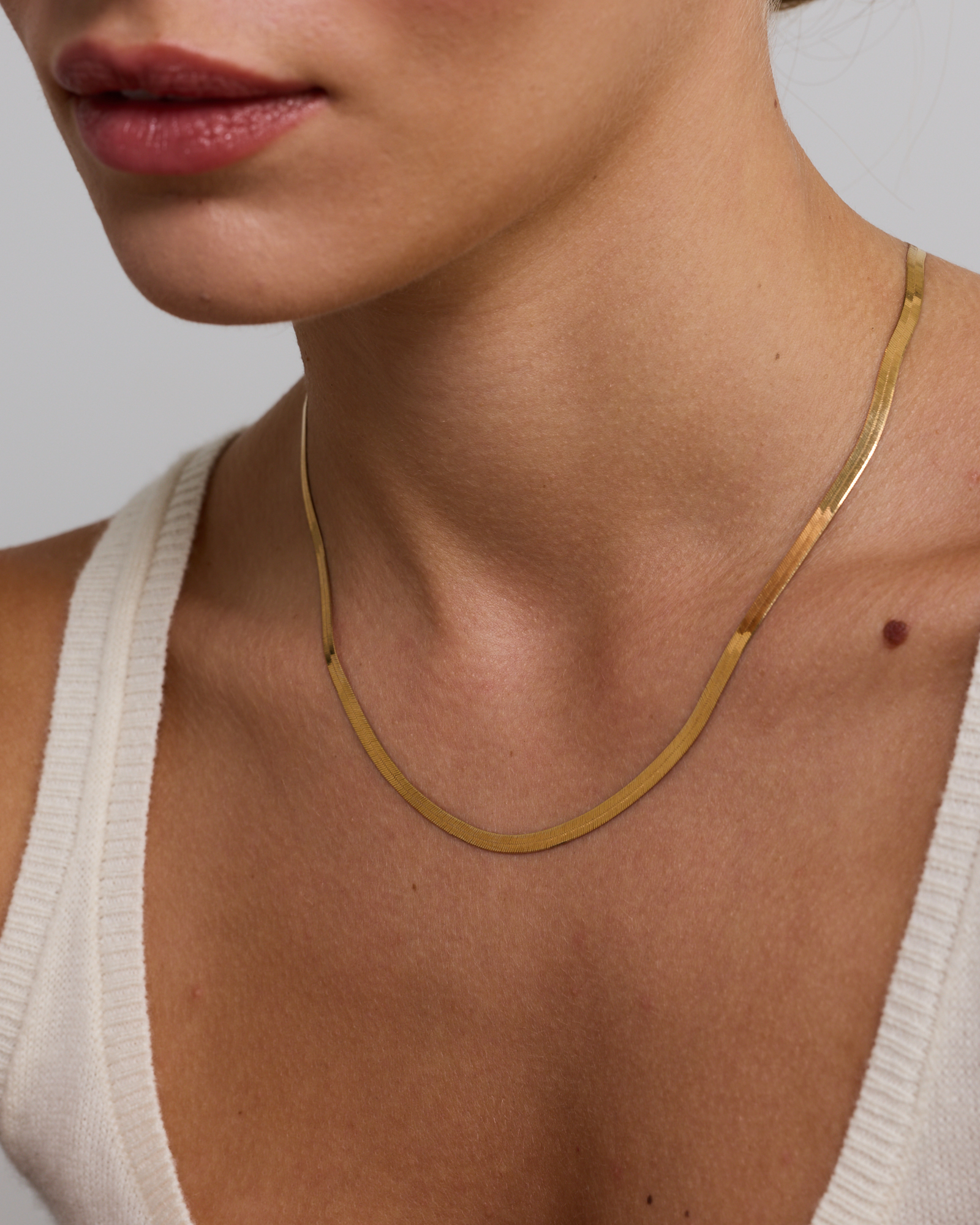 50cm (20") 3.5mm Width Herringbone Necklace in 10ct Yellow Gold