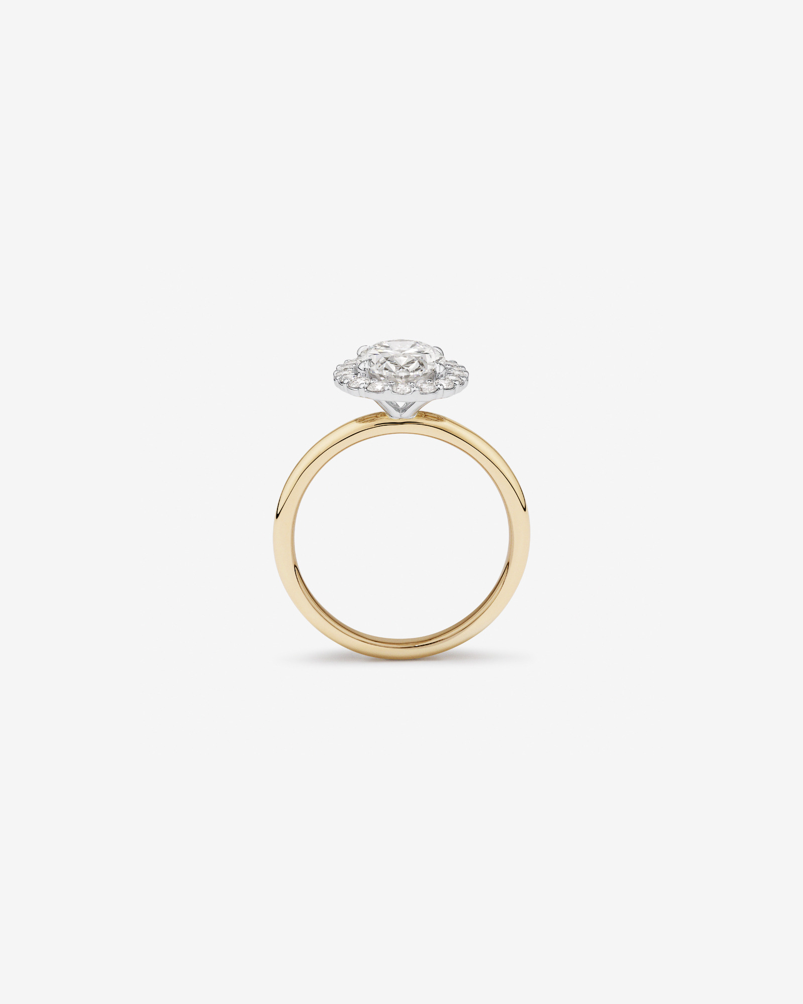 2.34 Carat TW Oval Cut Laboratory-Grown Diamond Halo Engagement Ring 14kt Yellow and White Gold