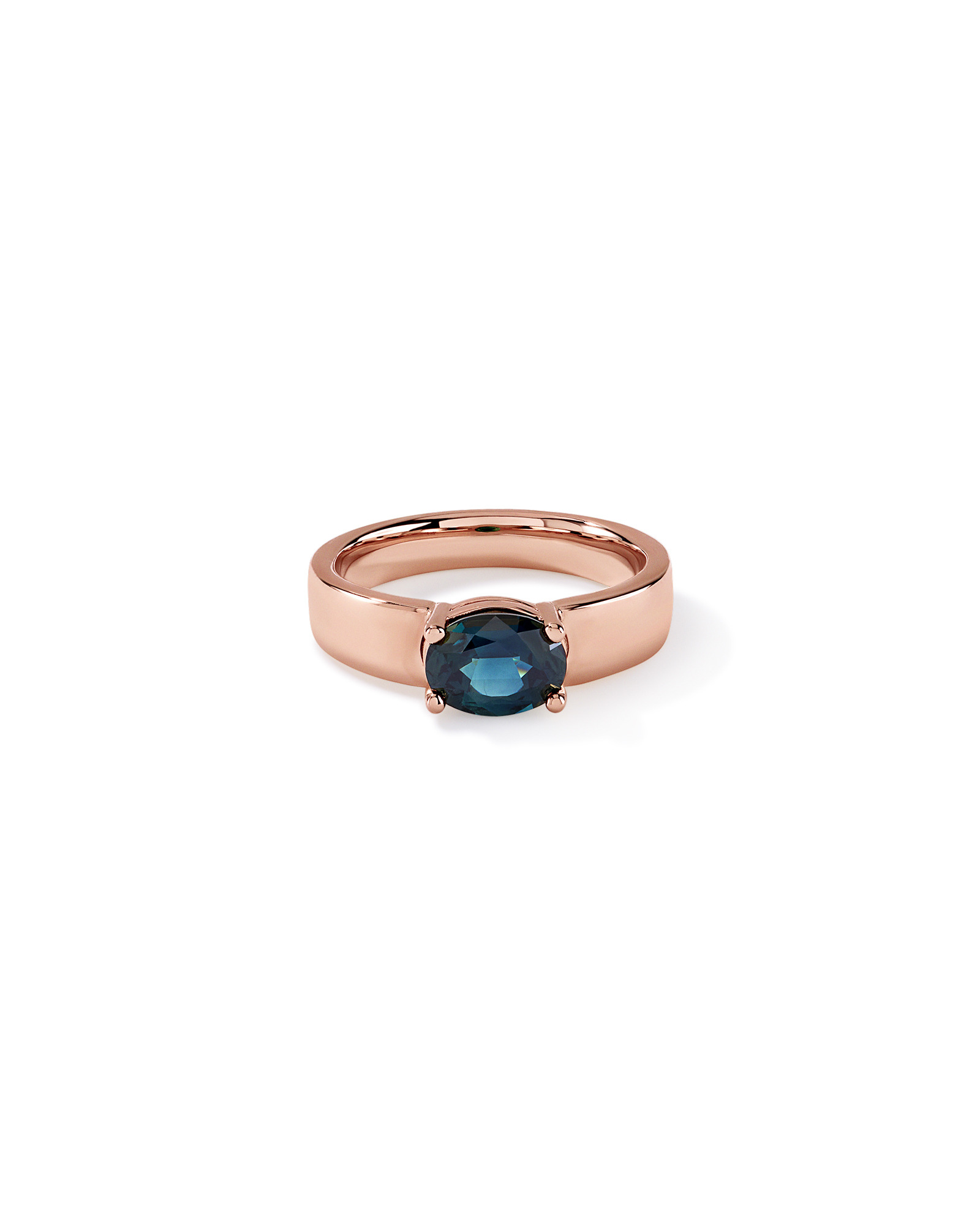 Australian Parti Sapphire East-to-West Set Ring 10kt Rose Gold