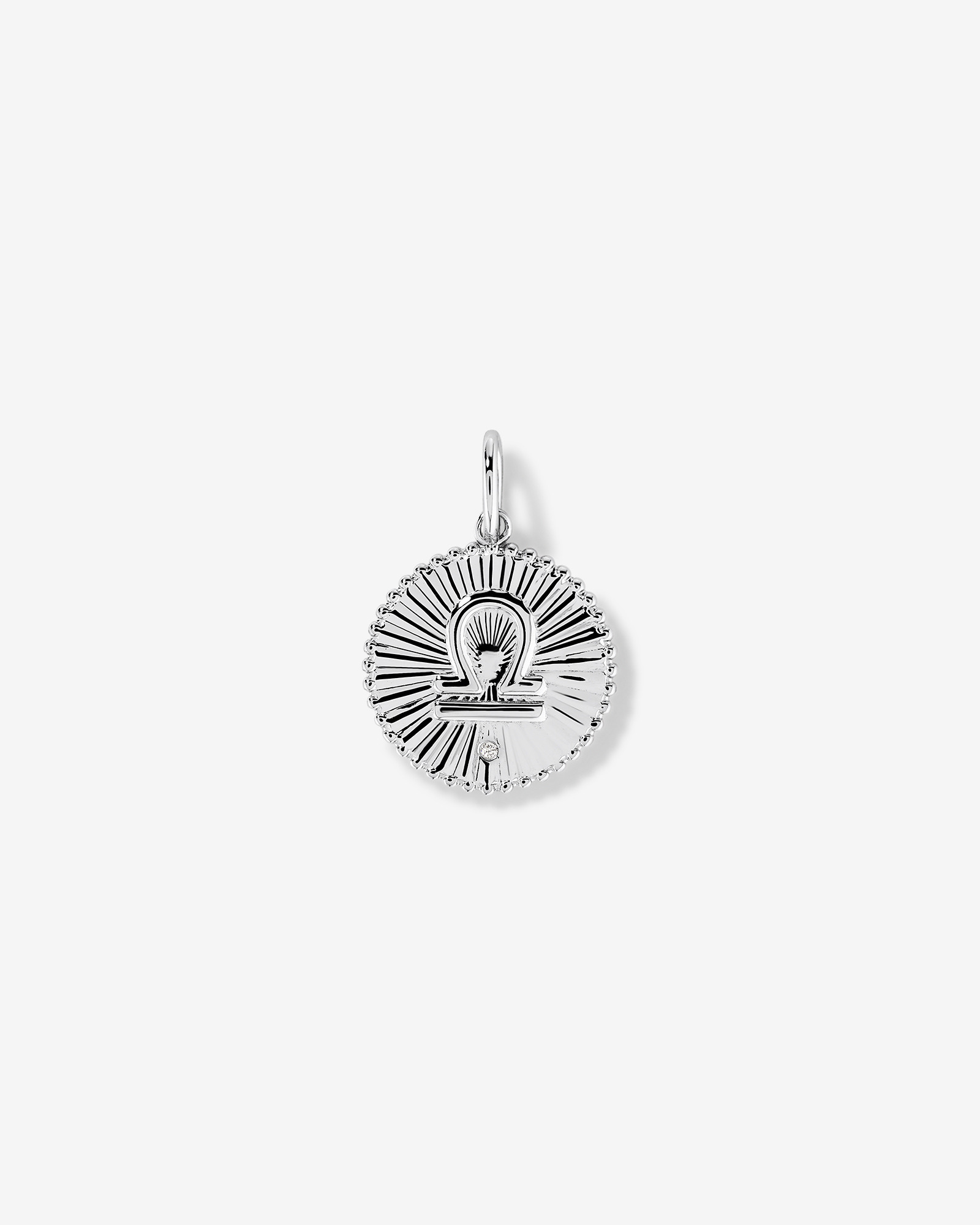Diamond Accent Libra Zodiac Pendant in Sterling Silver