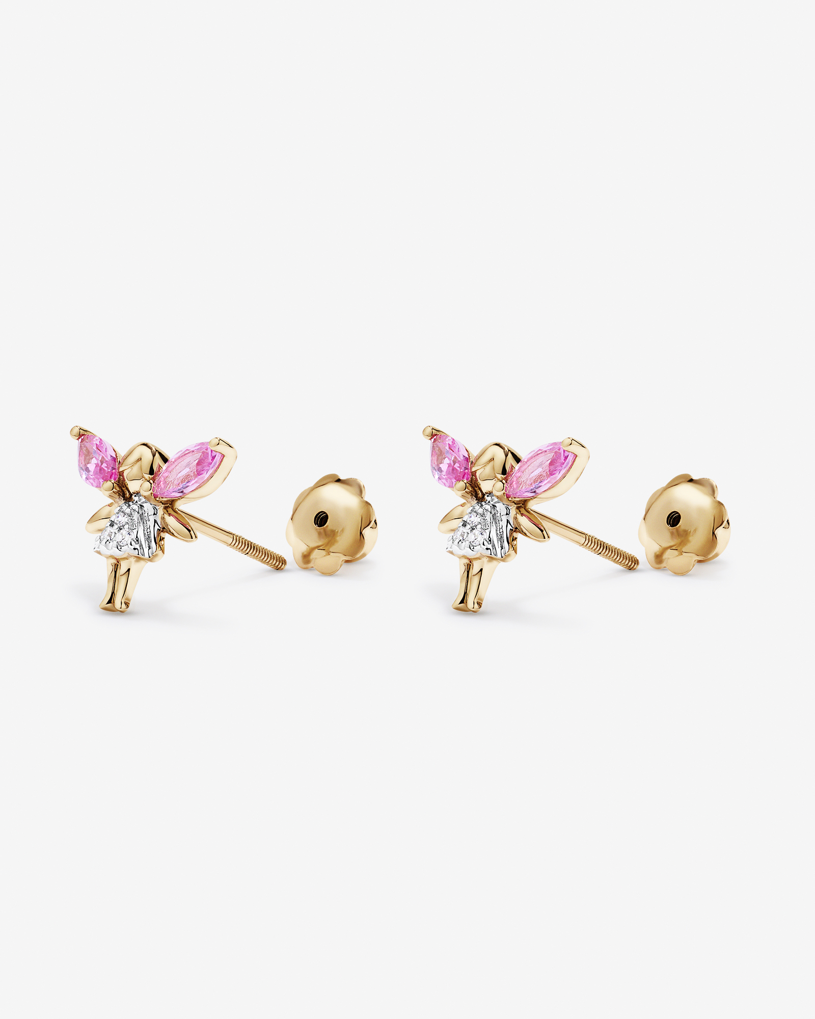 Children's Cubic Zirconia Fairy Stud Earrings in 10kt Yellow Gold