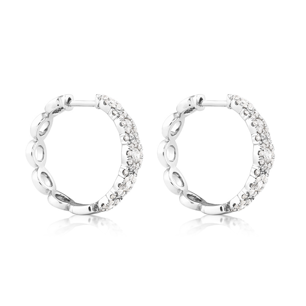 Anneaux courts à bulles en or blanc 14 K avec diamants totalisant 1 ct