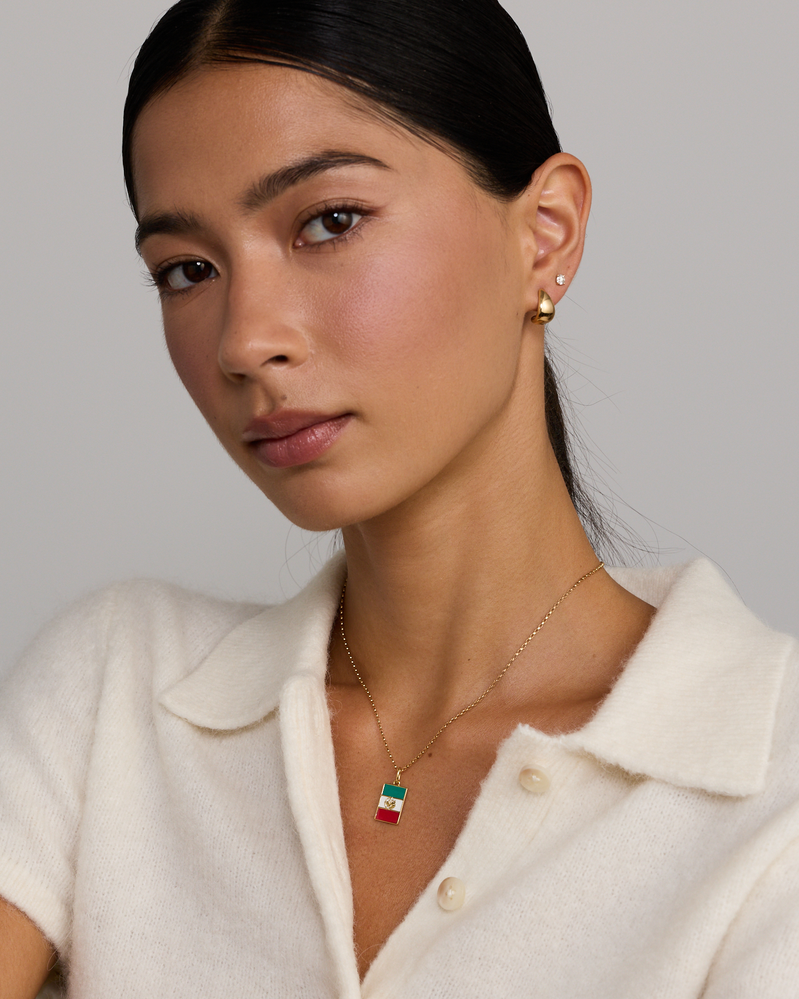 Mexico Flag Pendant in 18Kt Vermeil