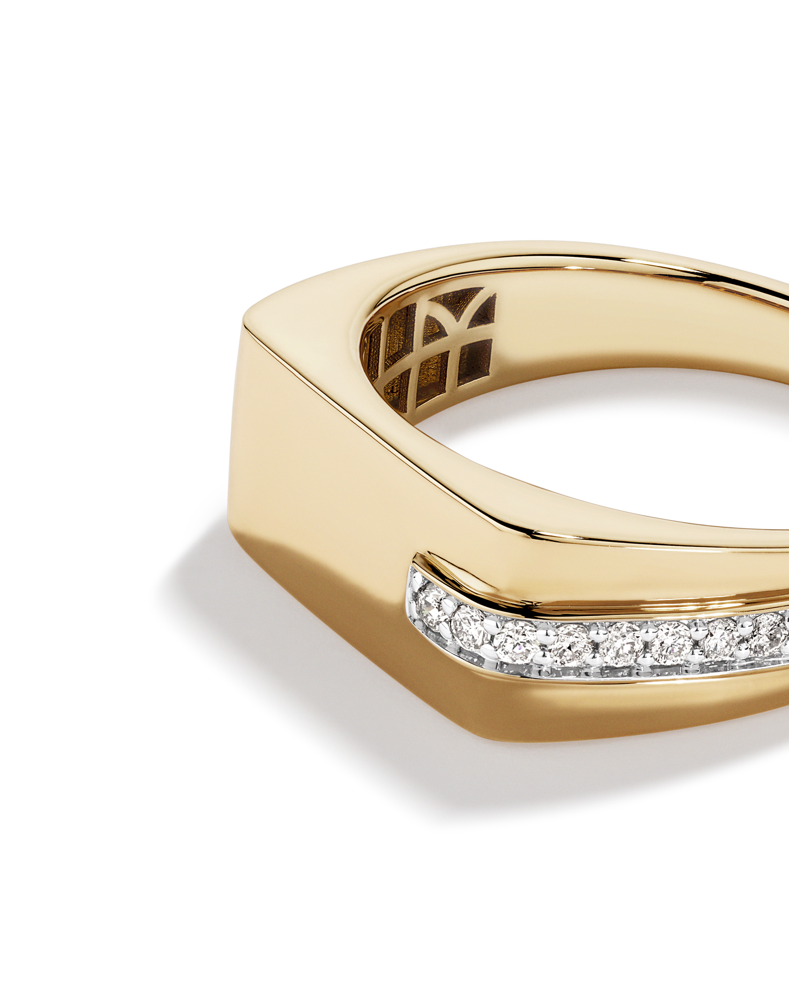 Diamond Accent Men's Signet Ring in 10kt Yellow and White Gold