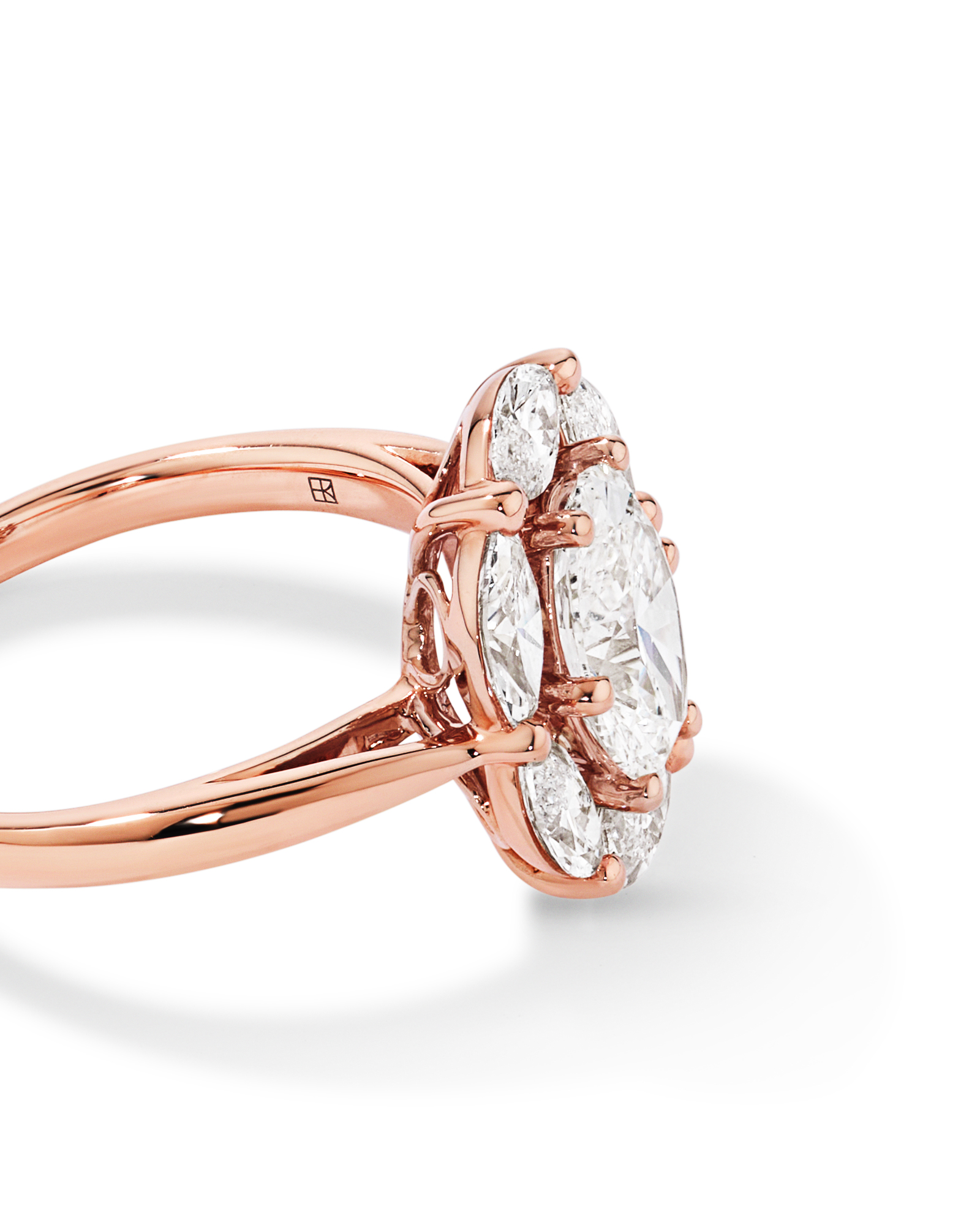 2.68 Carat TW Oval and Marquise Laboratory-Grown Diamond Halo Ring 14kt Rose Gold