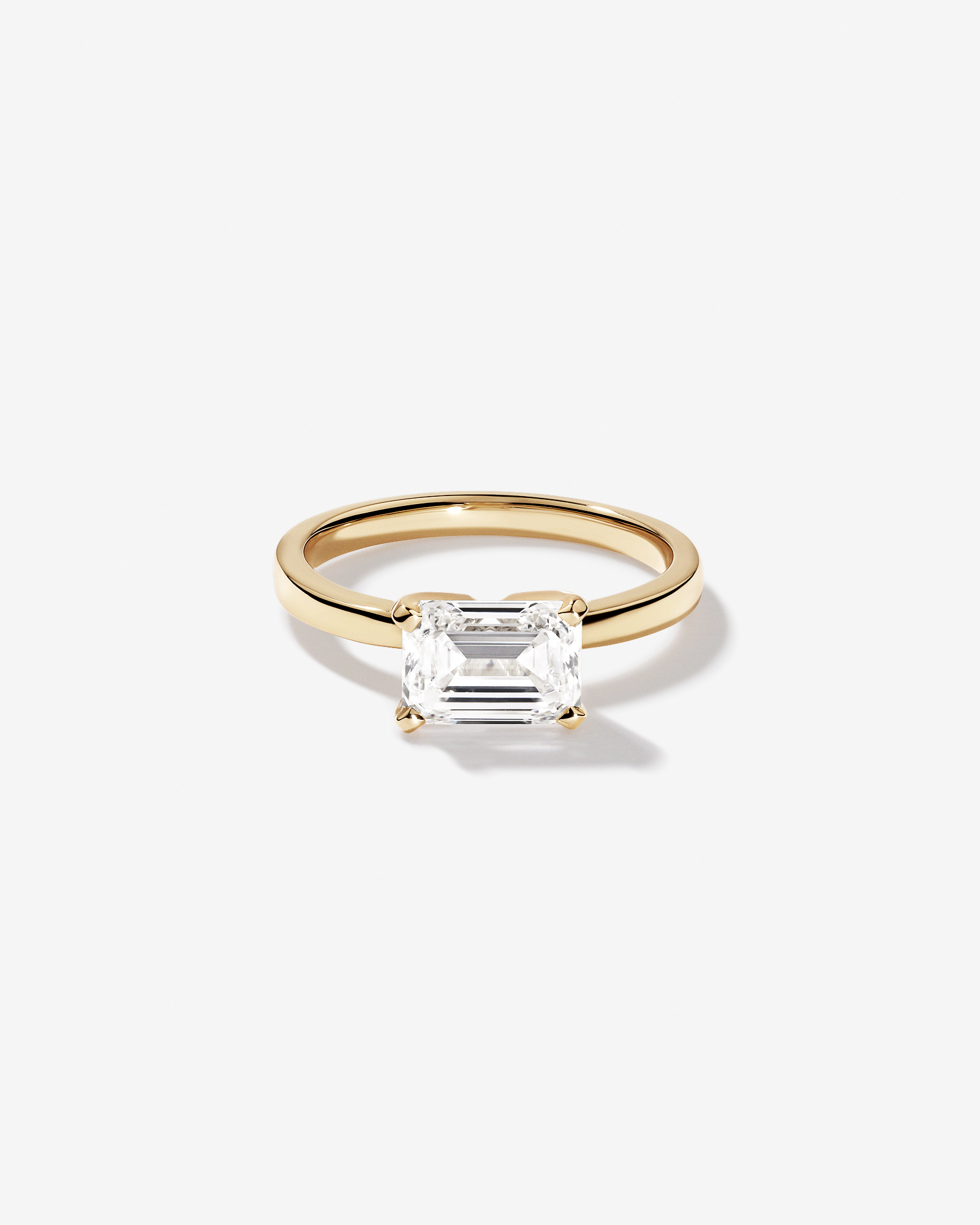 2.00 Carat TW East West Emerald Cut Lab-Grown Diamond Solitaire Engagement Ring 14kt Yellow Gold