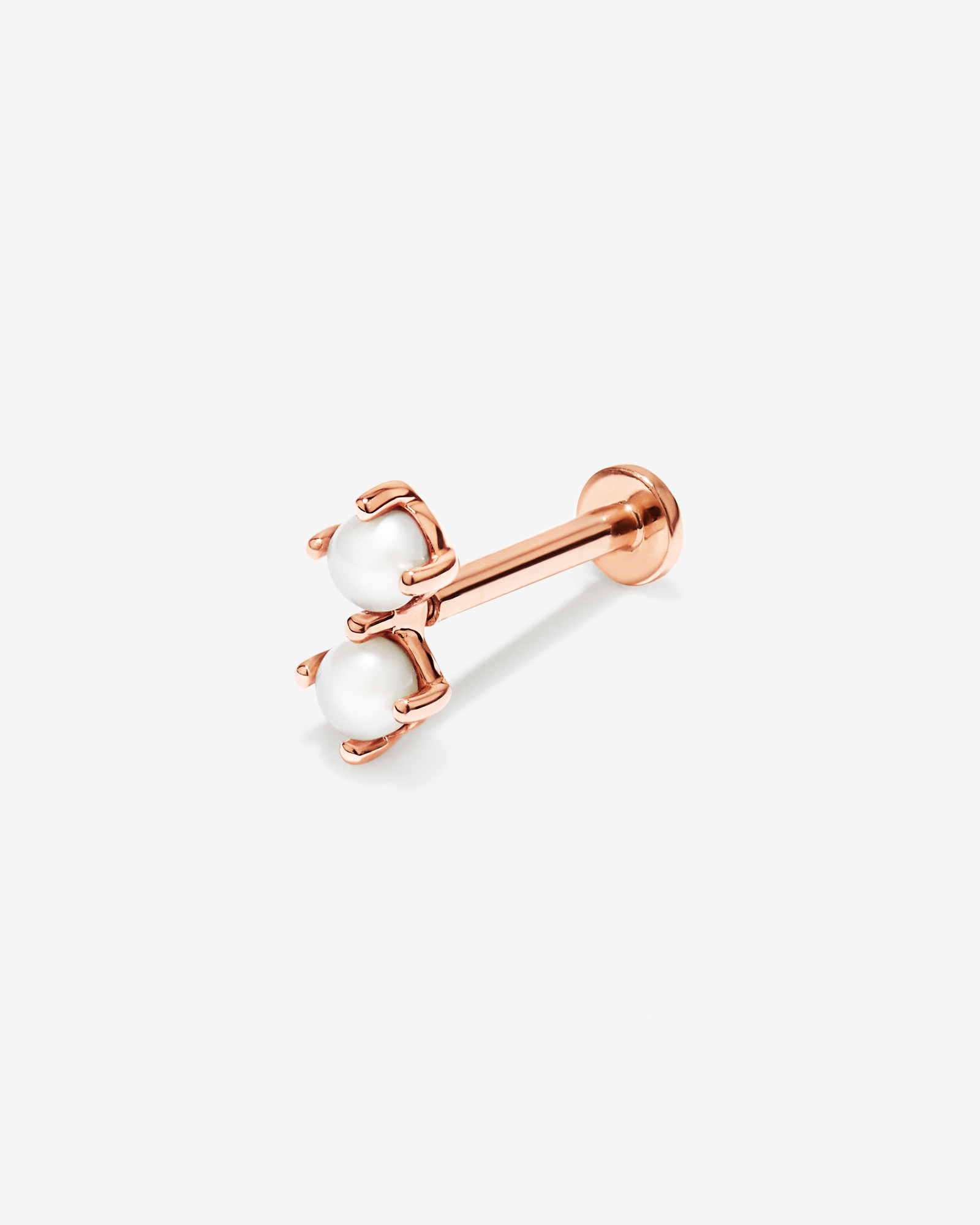 Cultured Freshwater Pearl Two-Stone Helix Earring in 10kt Rose Gold