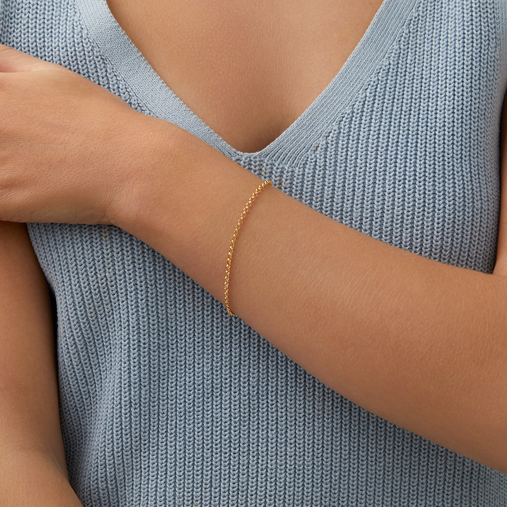 Bracelet belcher creux de 17 cm en or jaune 10 K