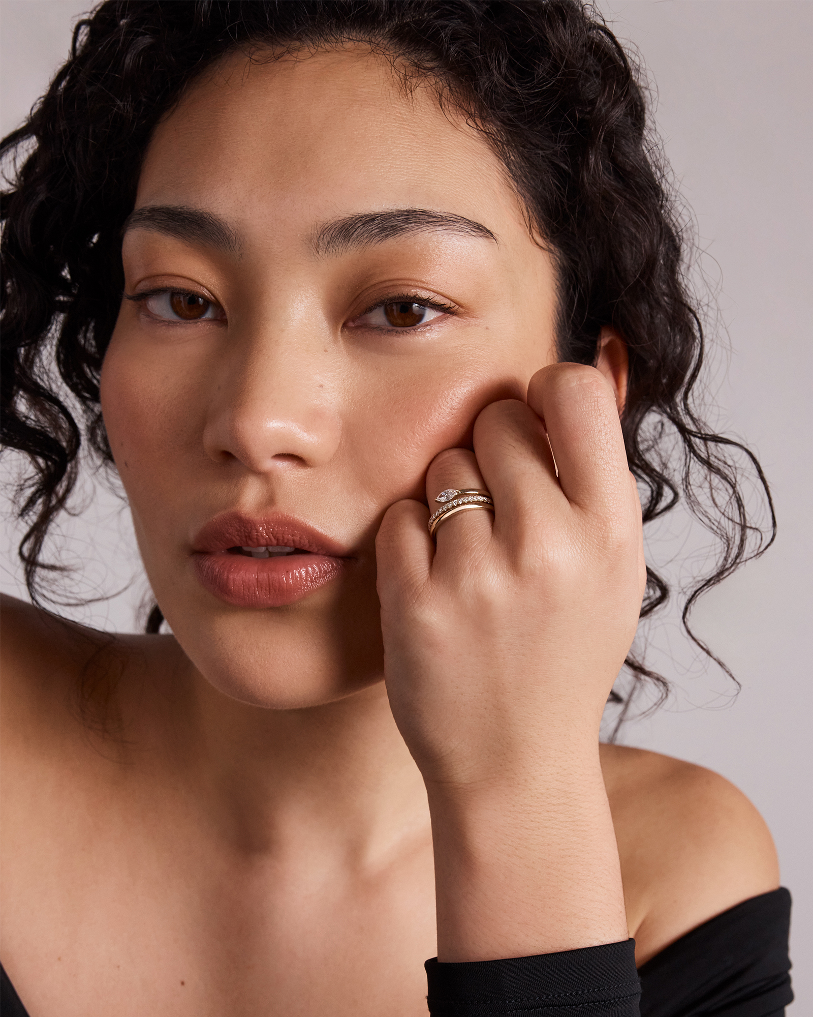 0.43 Carat TW Round Brilliant and Marquise Cut Laboratory-Grown Diamond Bypass Ring 10kt Yellow Gold