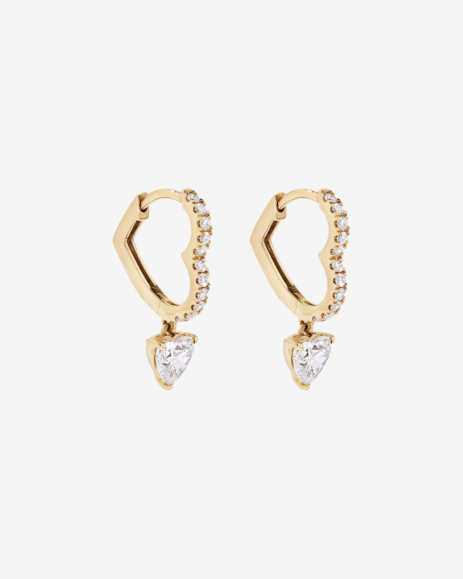 1.19 Carat Laboratory-Grown Diamond Heart Drop Earrings  in 10kt Yellow Gold