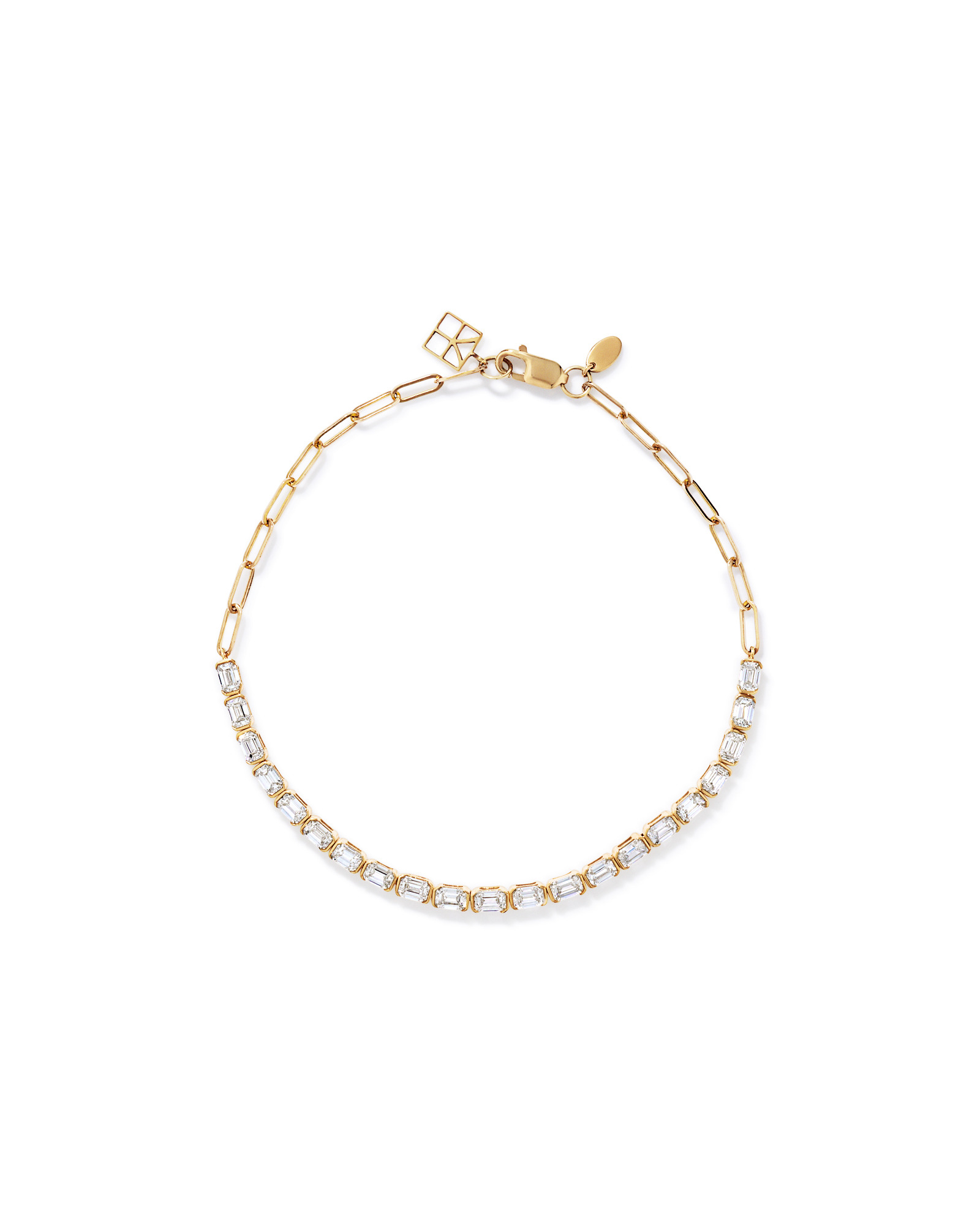 Bracelet tennis en diamant Lab taille émeraude 2.00TW en or 10 carats