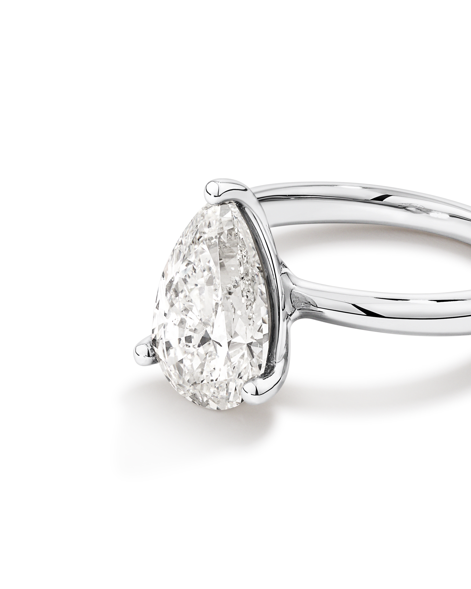 3,00 Carats Poids Total Bague De Fiançailles Solitaire En Diamant Coupe Poire Cultivé En Laboratoire, En Platine