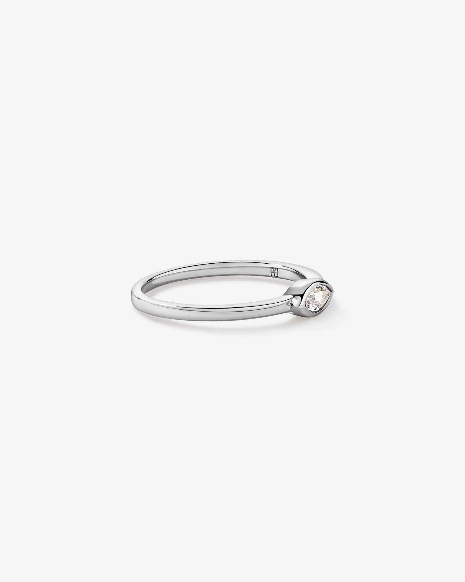 Marquise Cut White Created Sapphire East-to-West Set Bezel Ring 10kt Gold
