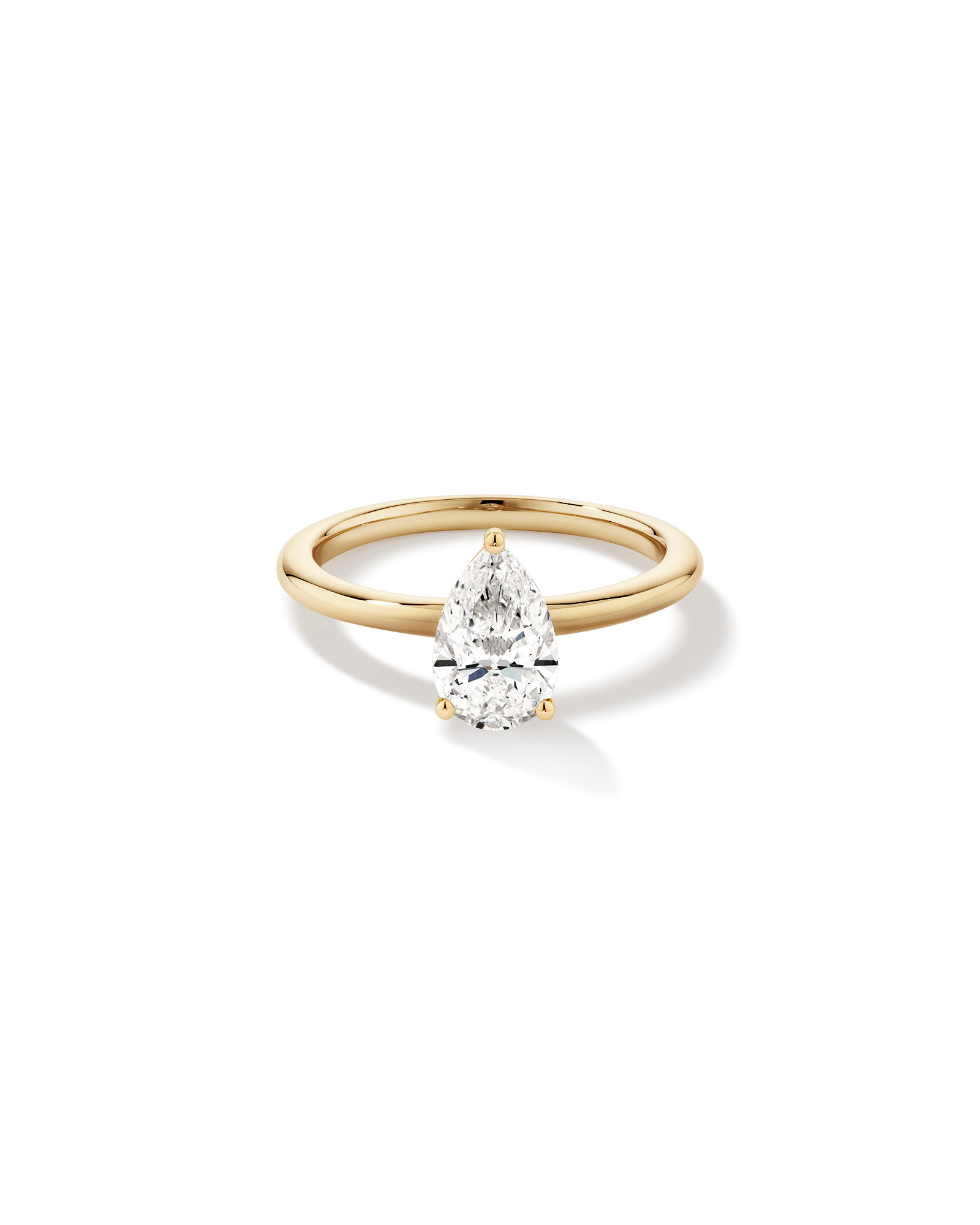 Bague de fiançailles solitaire en diamant cultivé en laboratoire TW Pear de 1,25 carat en or jaune 14 carats