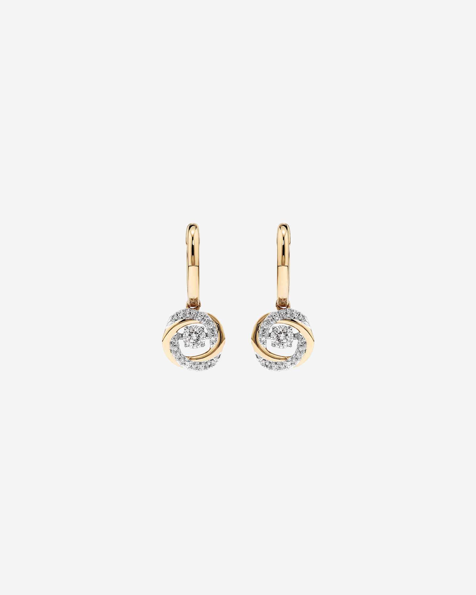 Boucles d’oreilles TW Diamond Everlight Swirl Drop Huggie de 0,35 carat en or jaune 10 carats