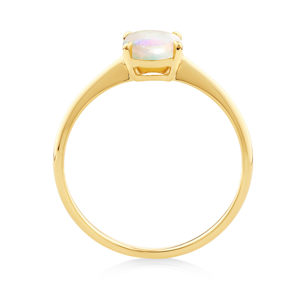 Australian Opal Solitaire Ring in 10kt Yellow Gold