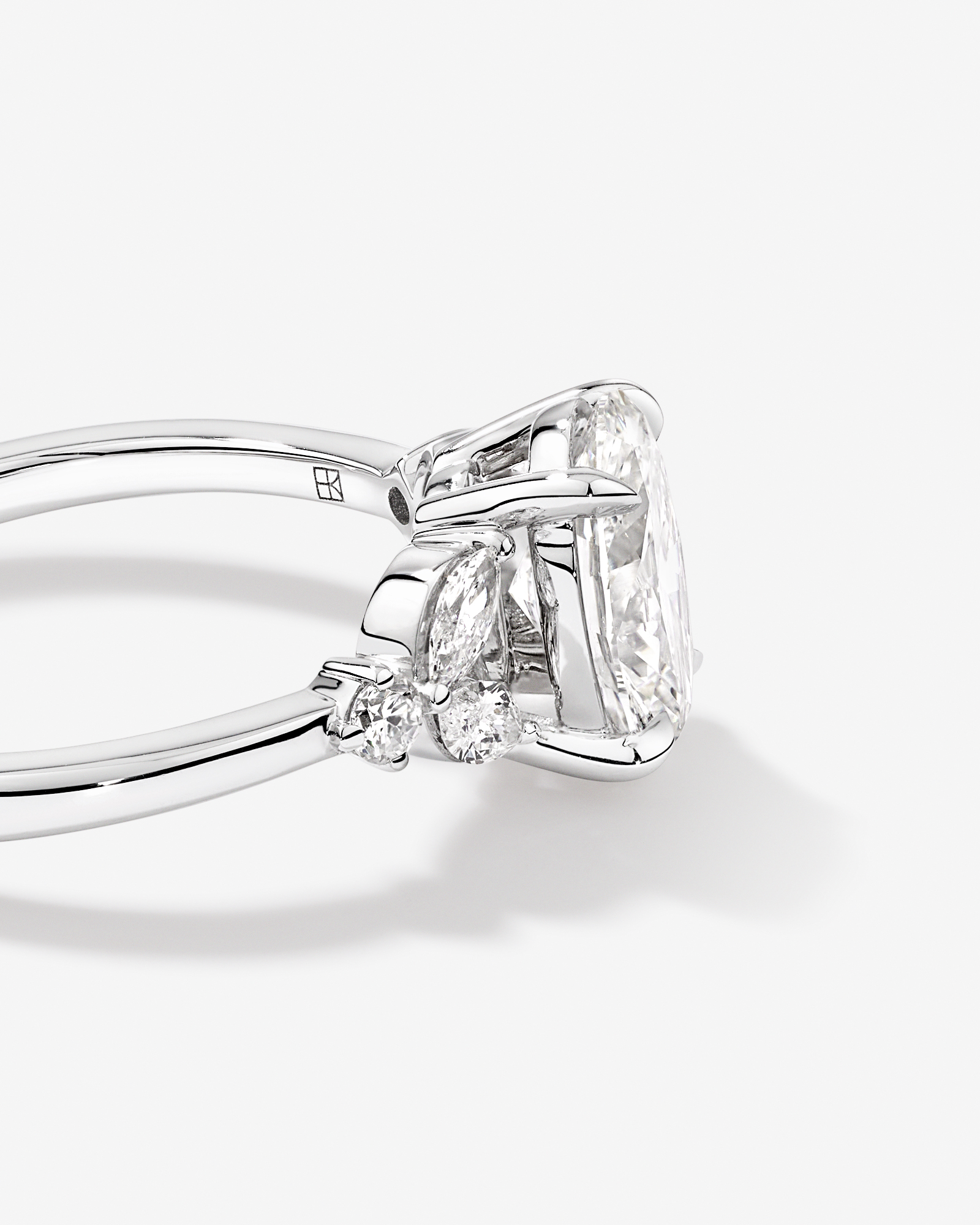 1.73 Carat TW Oval Cut Laboratory-Grown Diamond Marquise Side Stone Engagement Ring 14kt White Gold