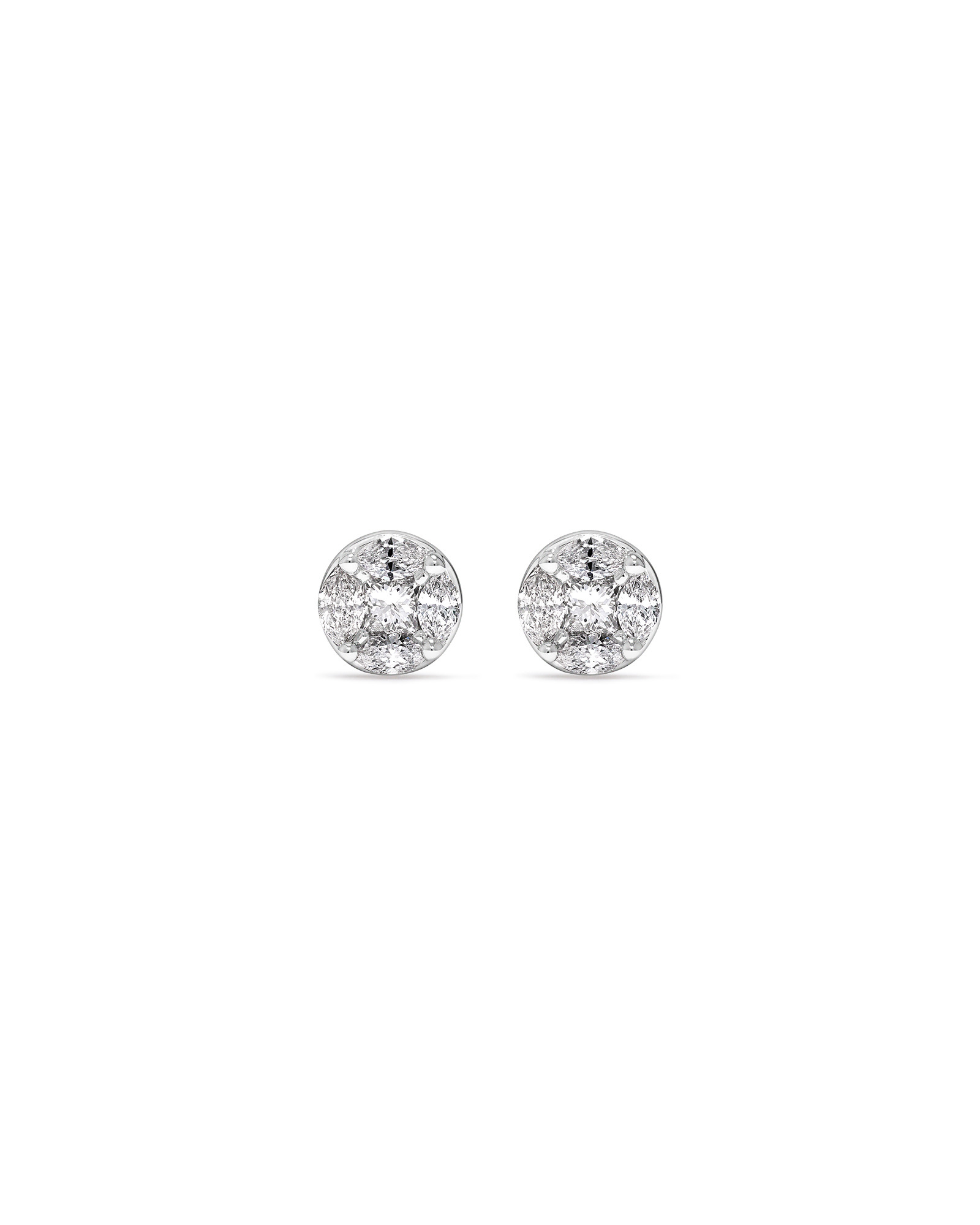 Boucles d'oreilles puces de 0,39 carat TW en diamants princesse et marquise en or blanc 10kt