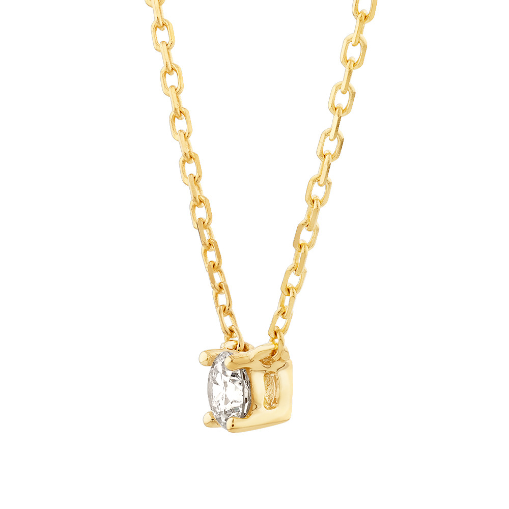 Mini collier solitaire en diamant en or jaune 10kt