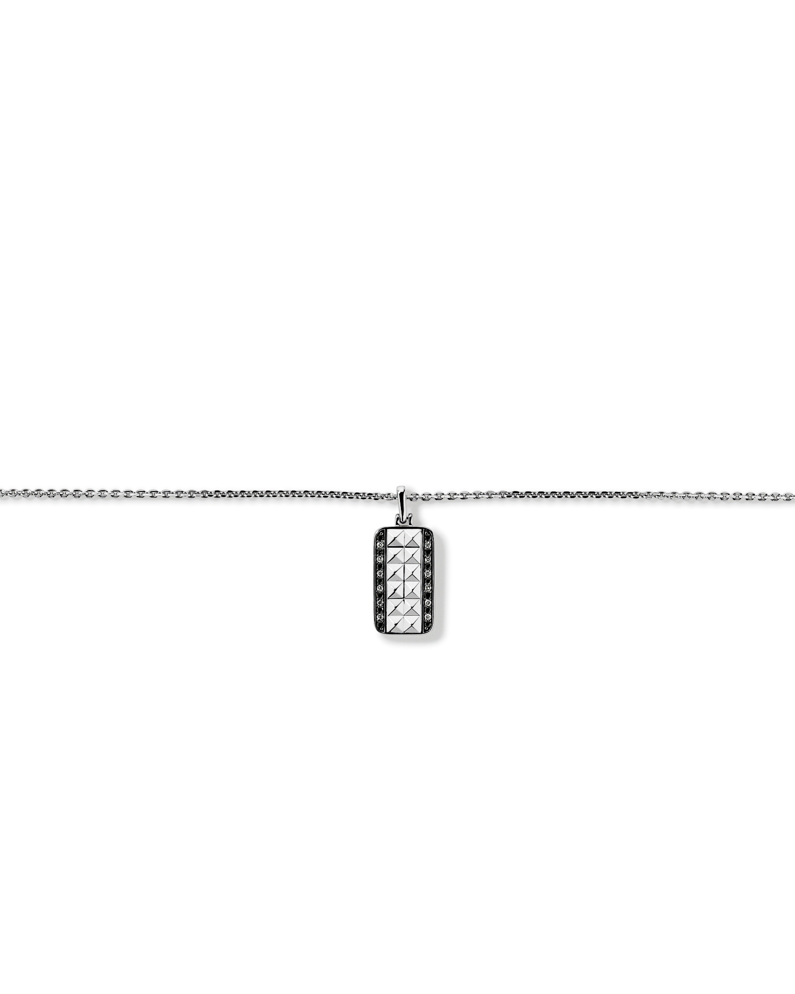 Collier plaque militaire pour homme avec 0,20 carat de diamants noirs et blancs en argent sterling