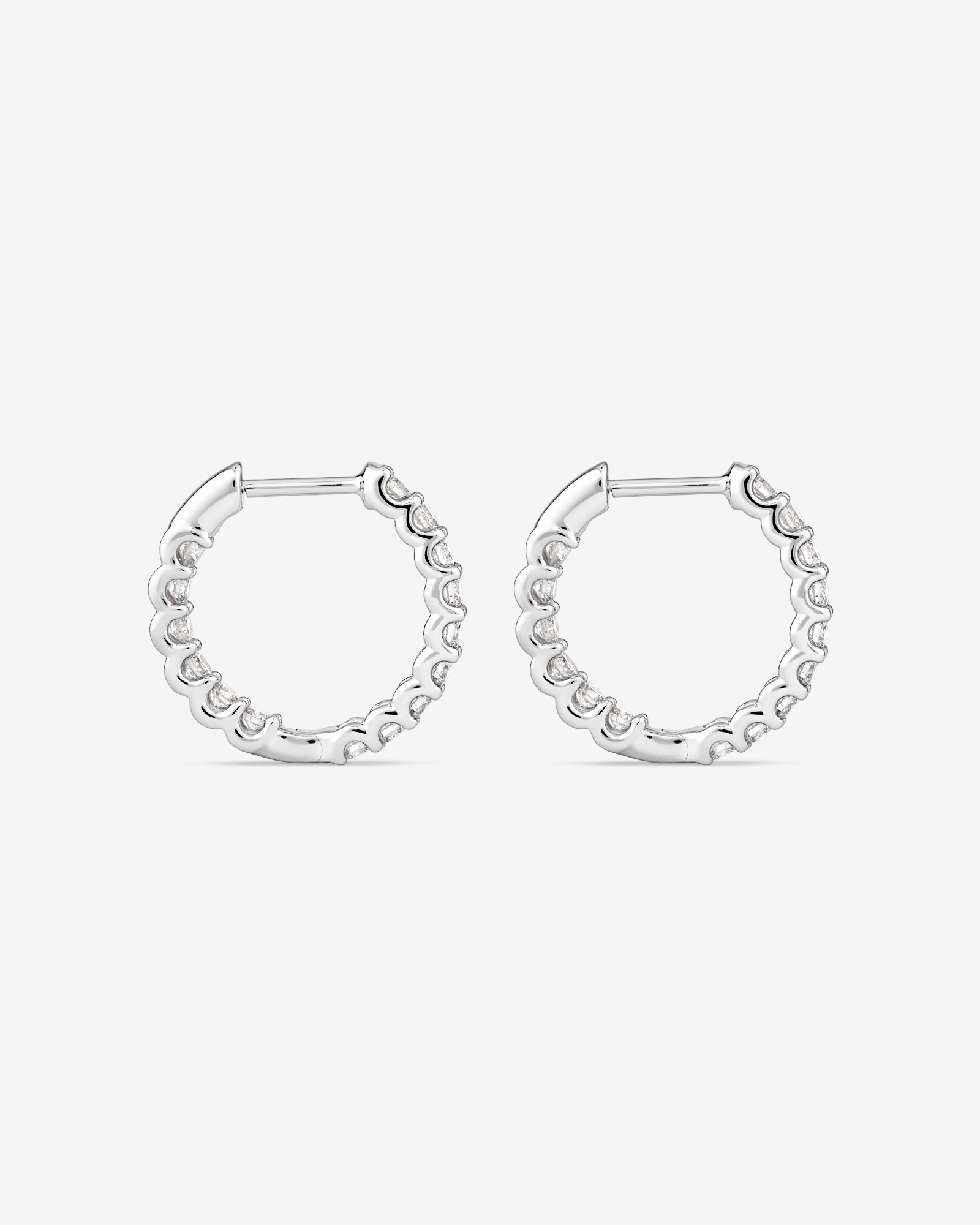 Boucles d’oreilles créoles en diamant cultivées en laboratoire TW de 1,00 carat serties en or blanc 10 carats