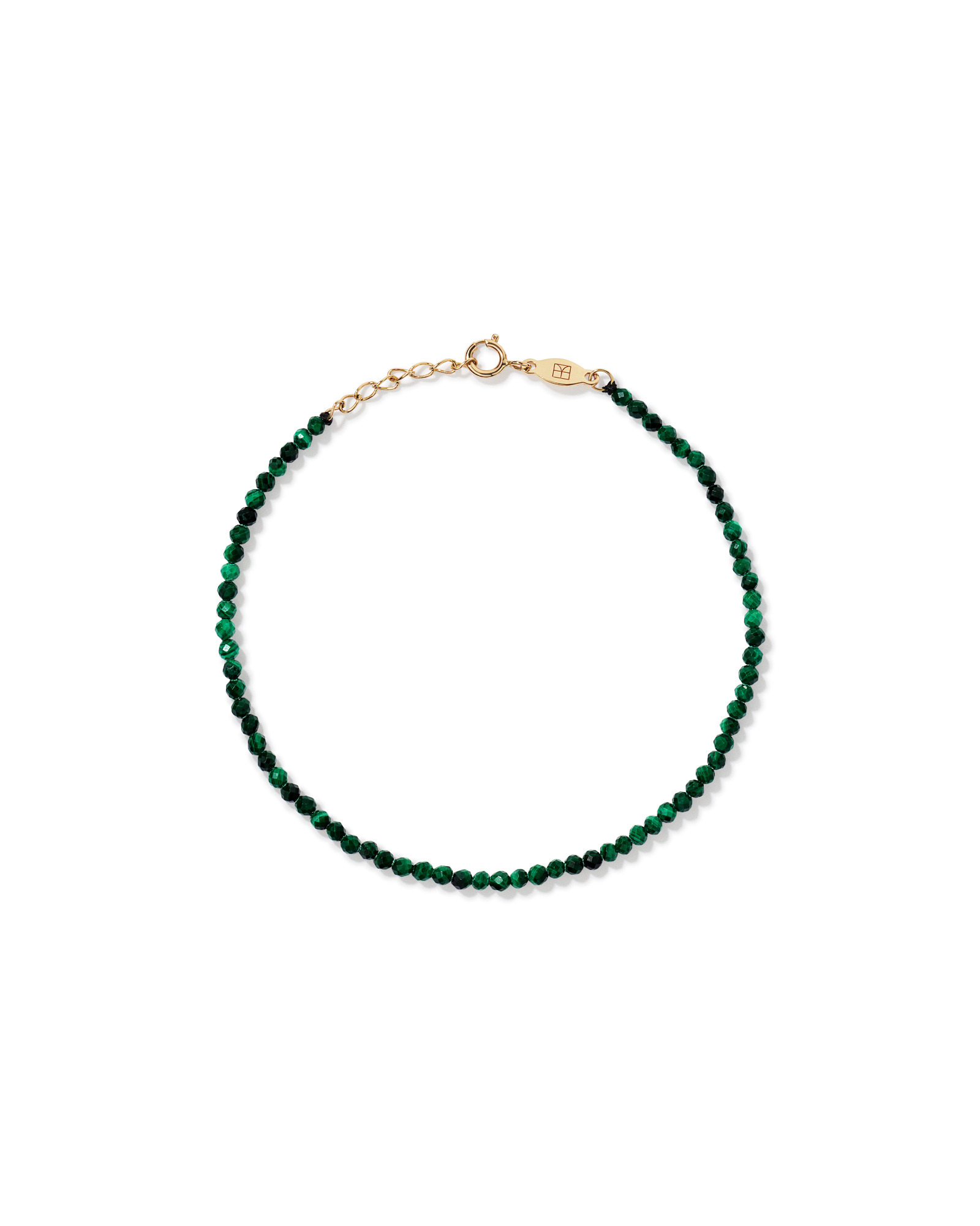 Bracelet de perles de malachite en or jaune 10 carats