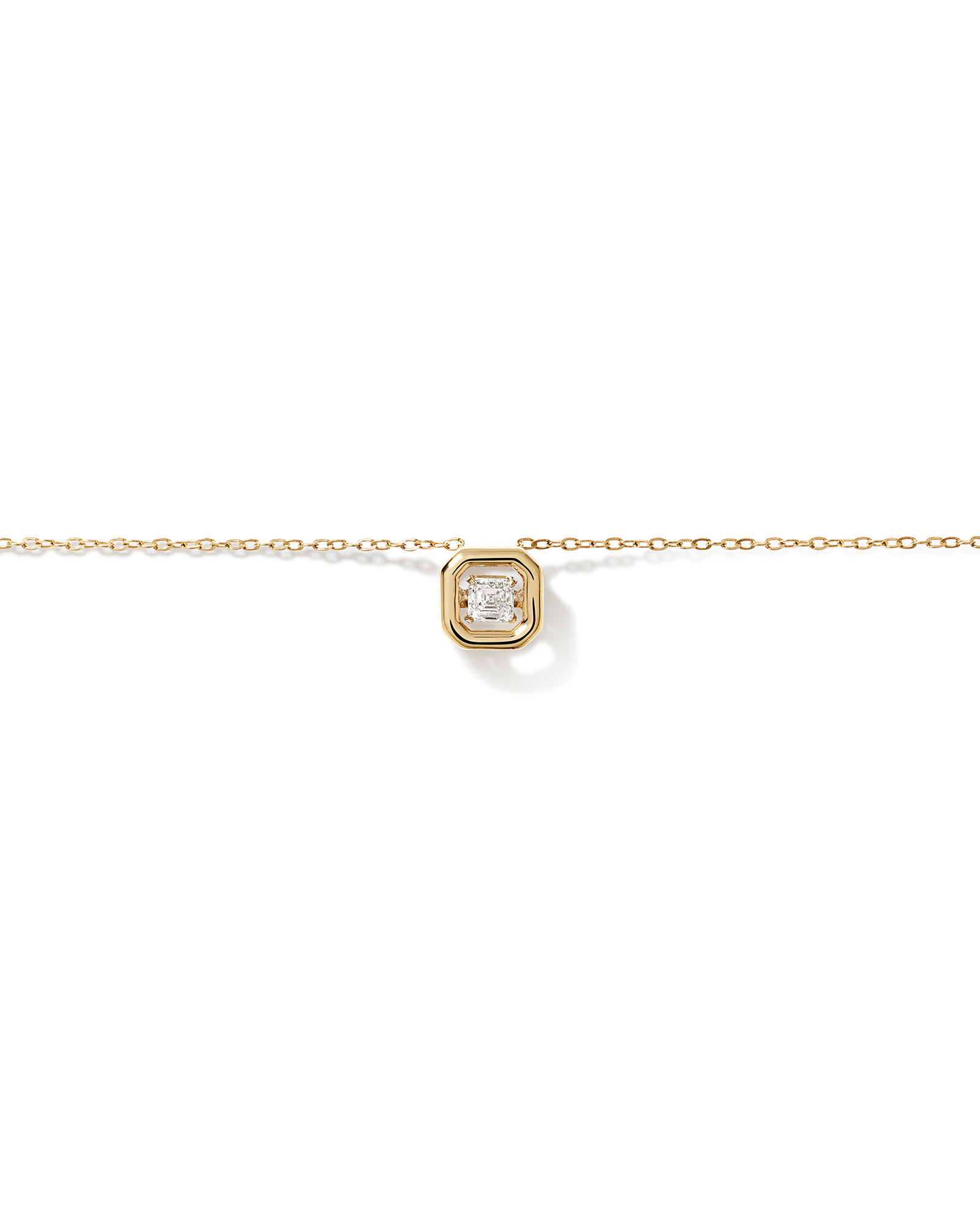 0.18 Carat TW Laboratory-Grown Asscher Cut Diamond Necklace in 10kt Yellow Gold