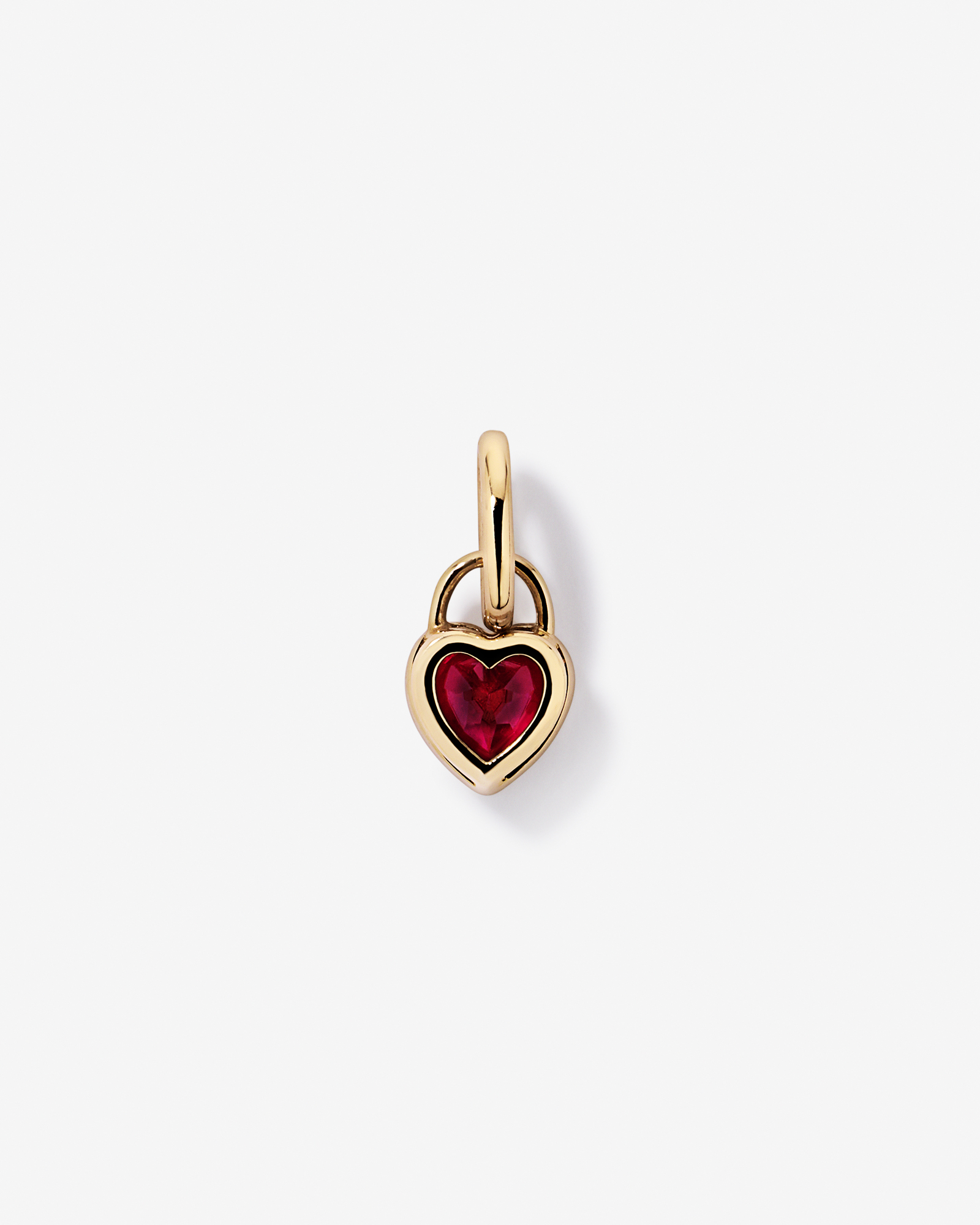 Heart Created Ruby Bezel Pendant in 10kt Yellow Gold